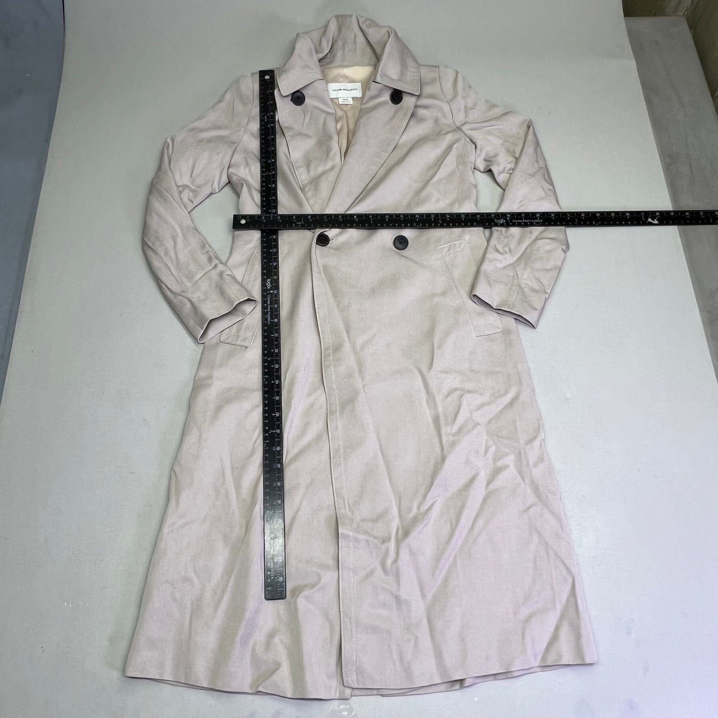 CLUB MONACO Long Trench Coat 100% Lyocell Shell Women's Sz S Light Khaki