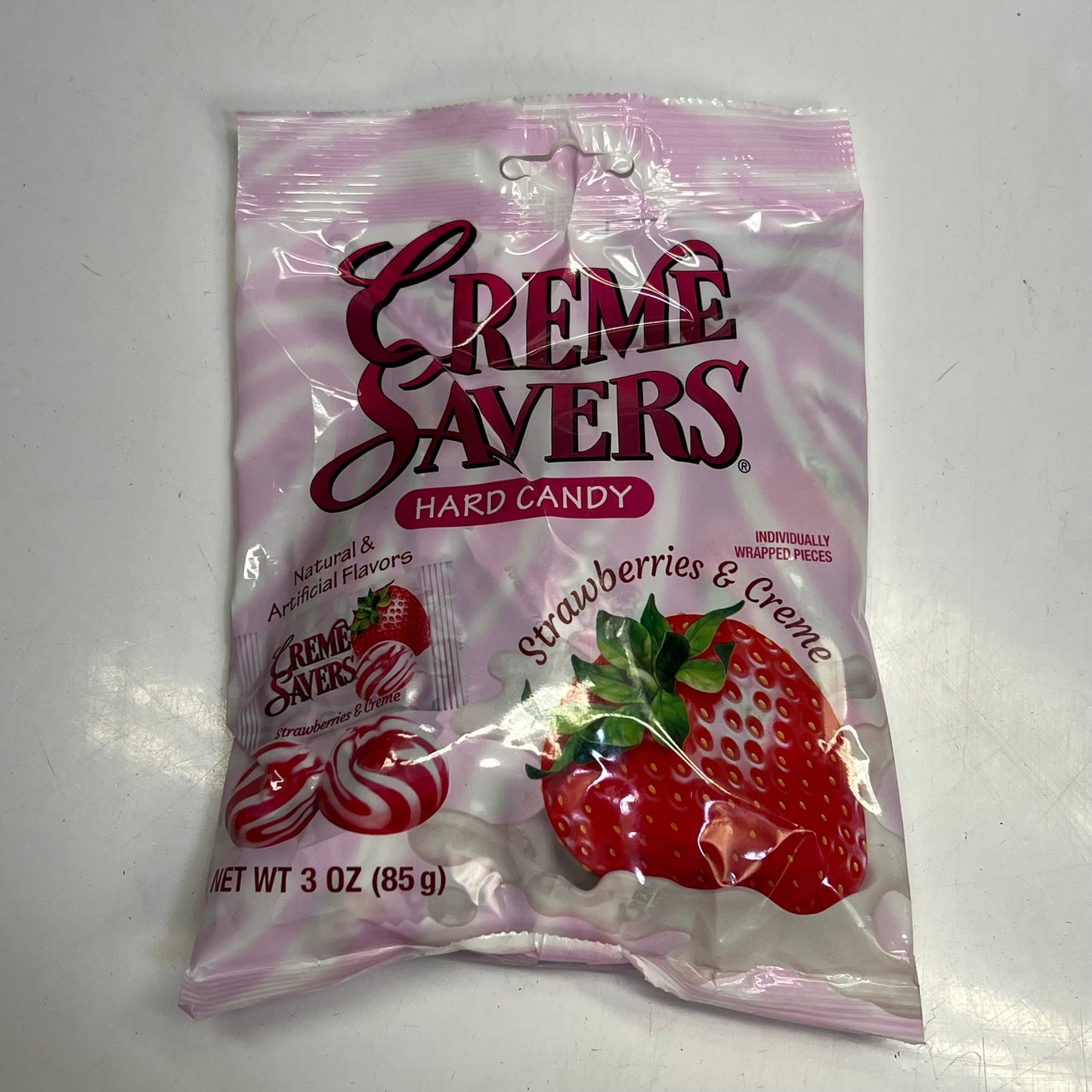 ICONIC CANDY (12 PACK) Crème Savers Hard Candy Strawberries & Crème 3 oz BB 07/27