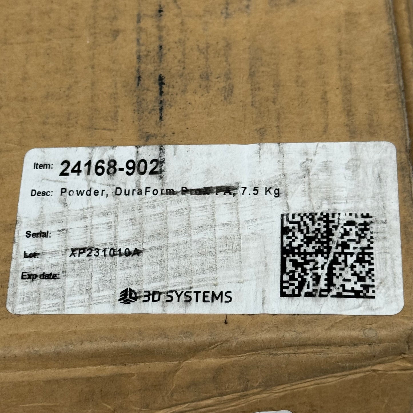 3D SYSTEMS DuraForm ProX PA SLS Tough Injection Thermoplastic Material 7.5 kg (16.5 lbs) White 24168-902 (New Other)