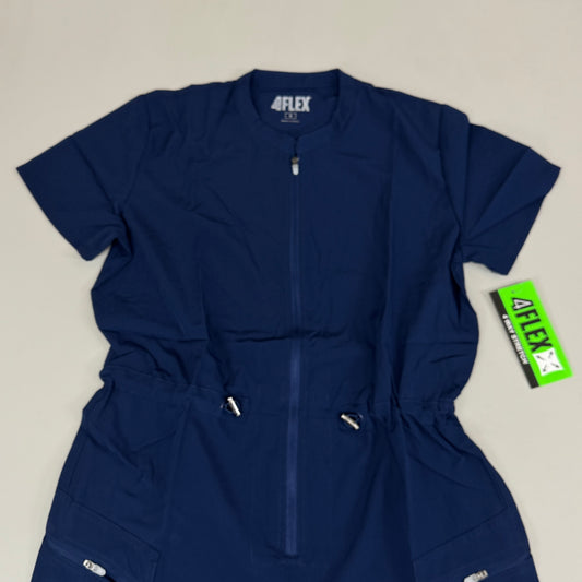 GREEN TOWN 4 Flex Scrubs Jumpsuit Cinch In Waist Women's Sz S Indigo GFX-023AST