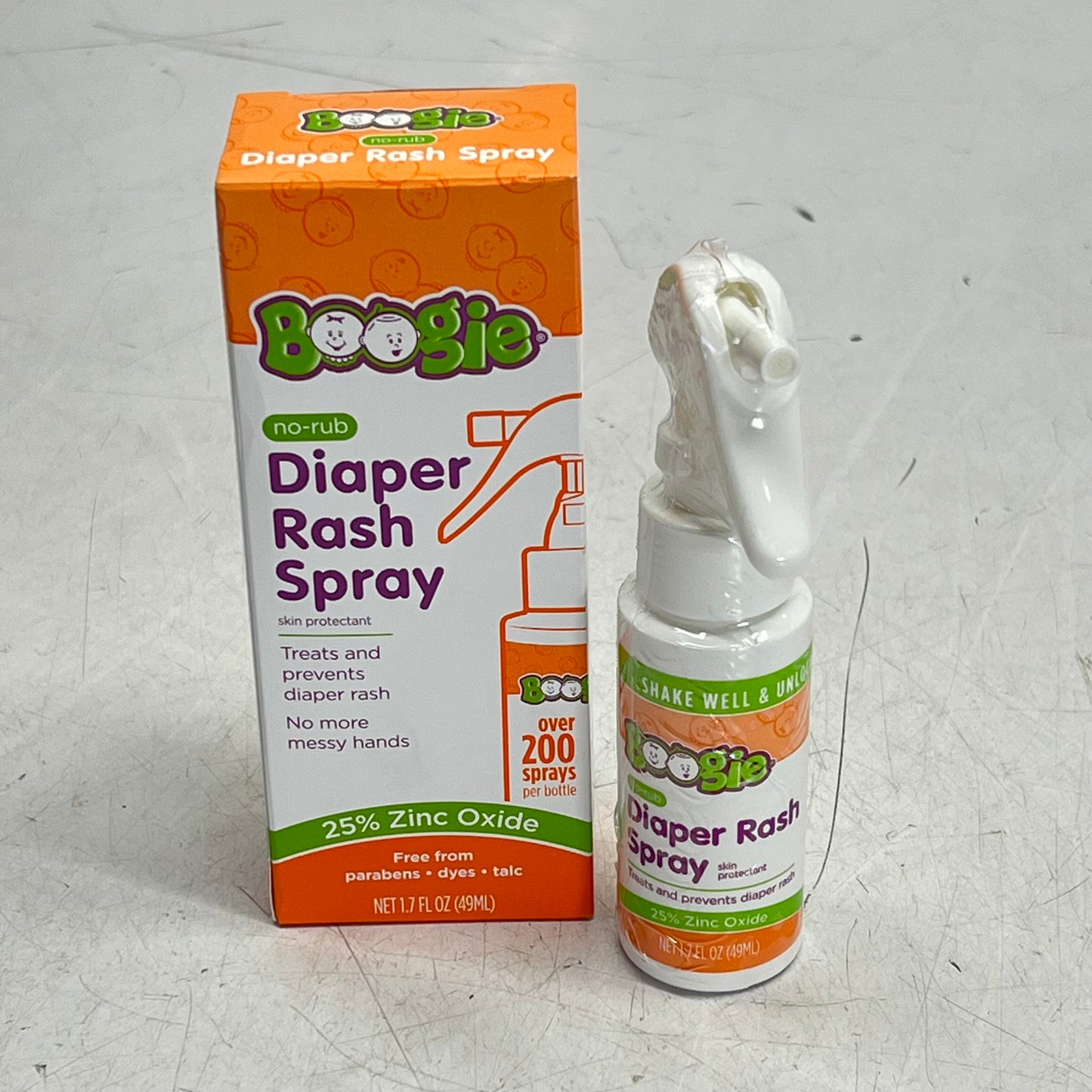 BOOGIE (3 PACK) No-rub Diaper Rash Spray 25% Zinc Oxide 1.7 Fl Oz BB 03/29