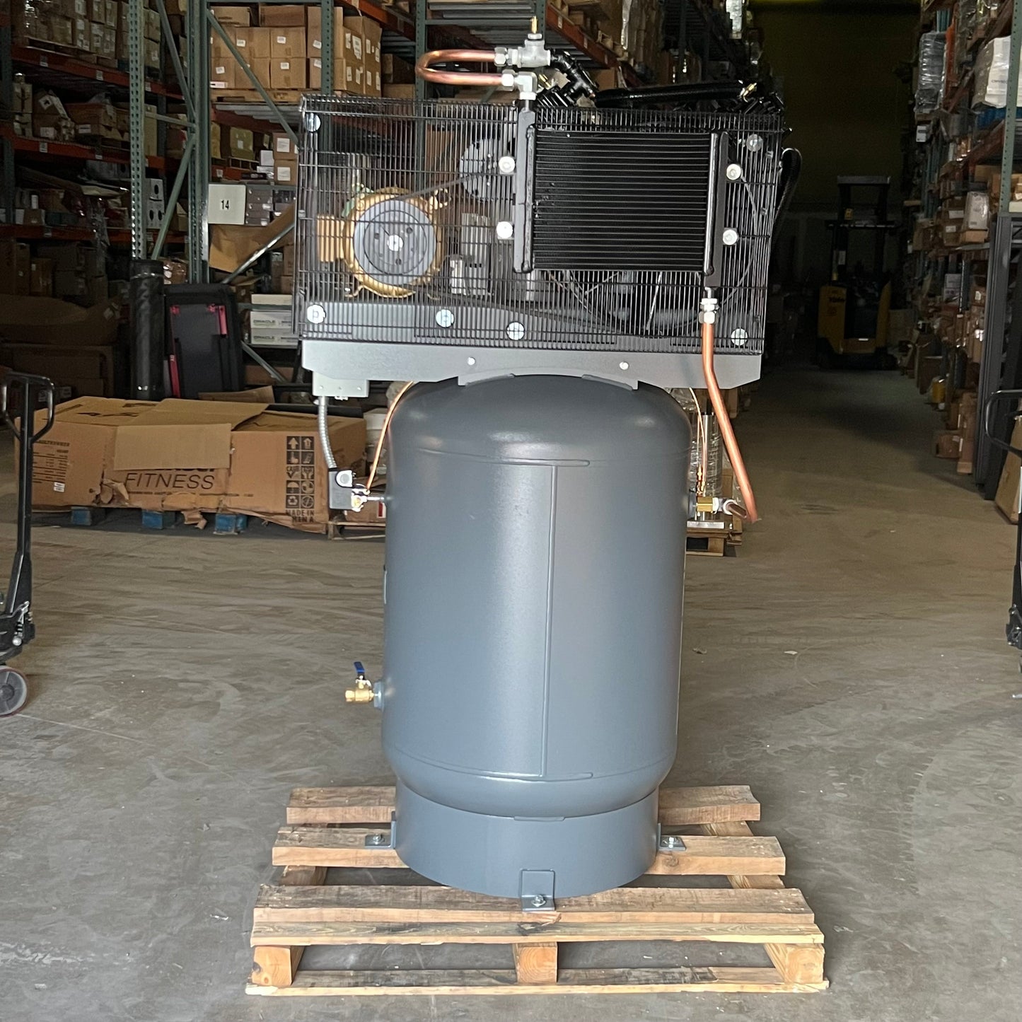 ATLAS Copco Air Compressor Vertical Tank-mounted 120 Gal. 1CR10TS120V23V3IS, Grey CRS-2