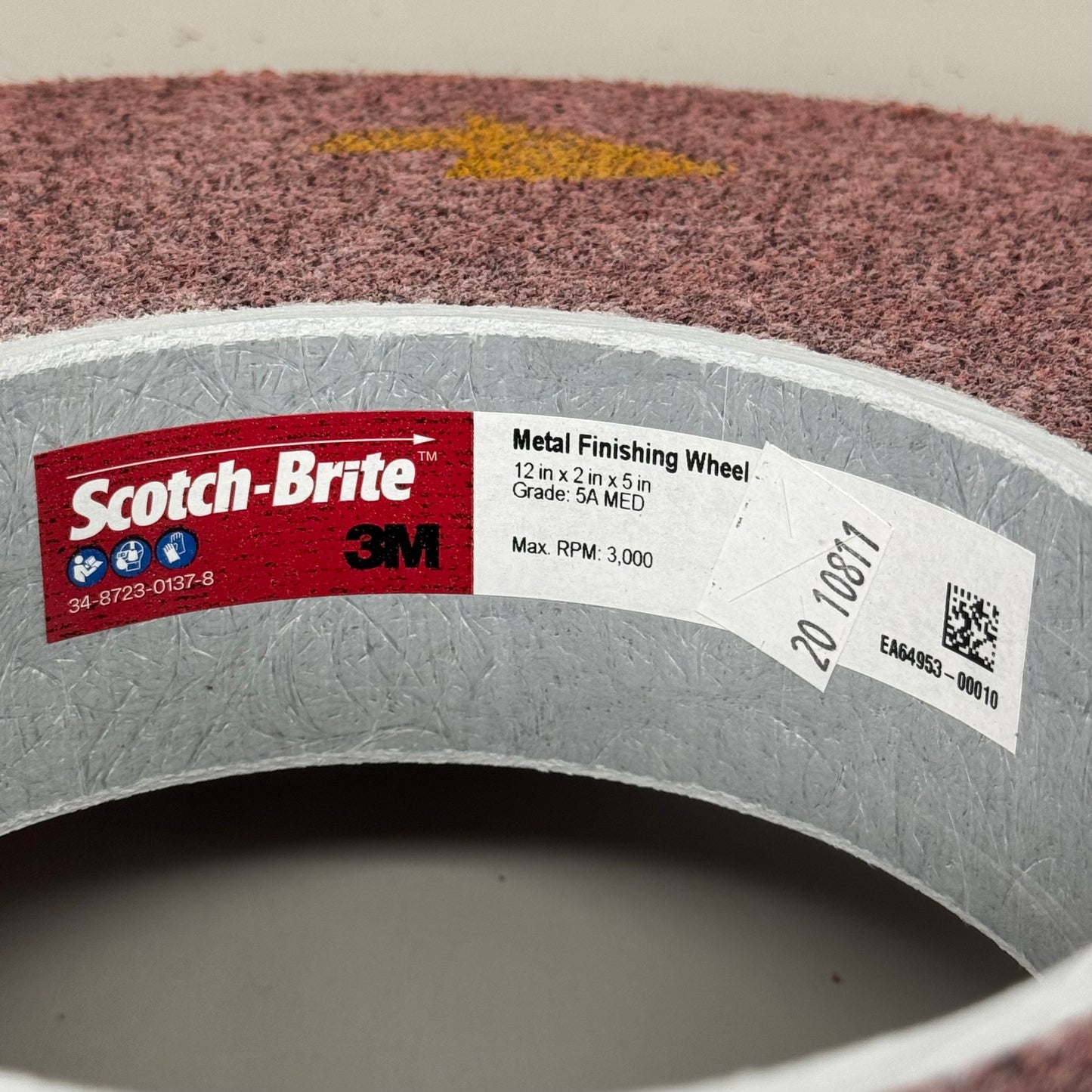 3M Scotch Bright Metal Finishing Wheel 5A MED For Uniform Satin 12"x2"x5" 01882