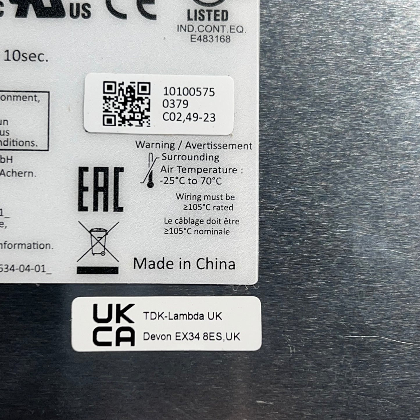 TDK-LAMBDA Power Supply DIN Rail DRB15-480 Series 120W 24V@5A Silver DRB120-24-1