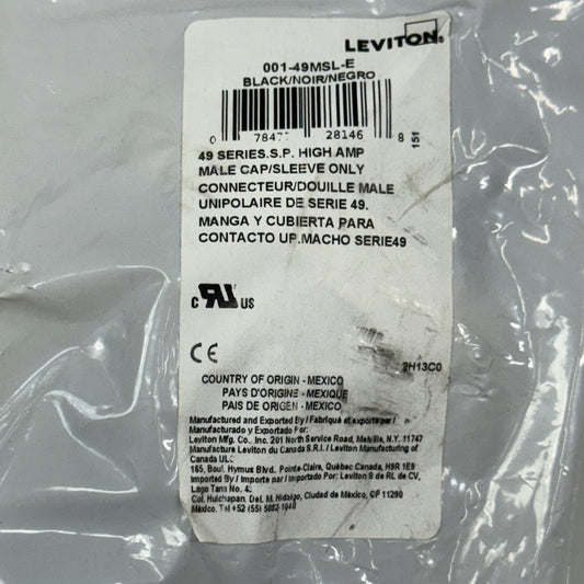 LEVITON High Amp Male Conn Sleeve Only 49 Series Black 001-49MSL-E