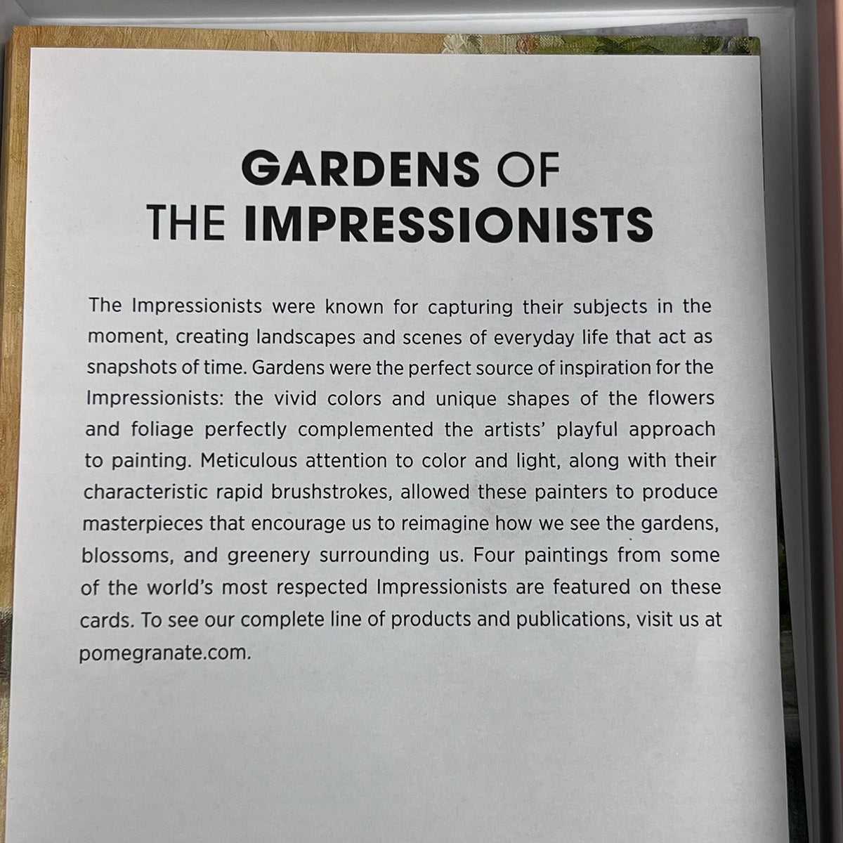 POMEGRANATE (20 PACK) Gardens Of The Impressionists Notecards W/ Envelopes 4x6"