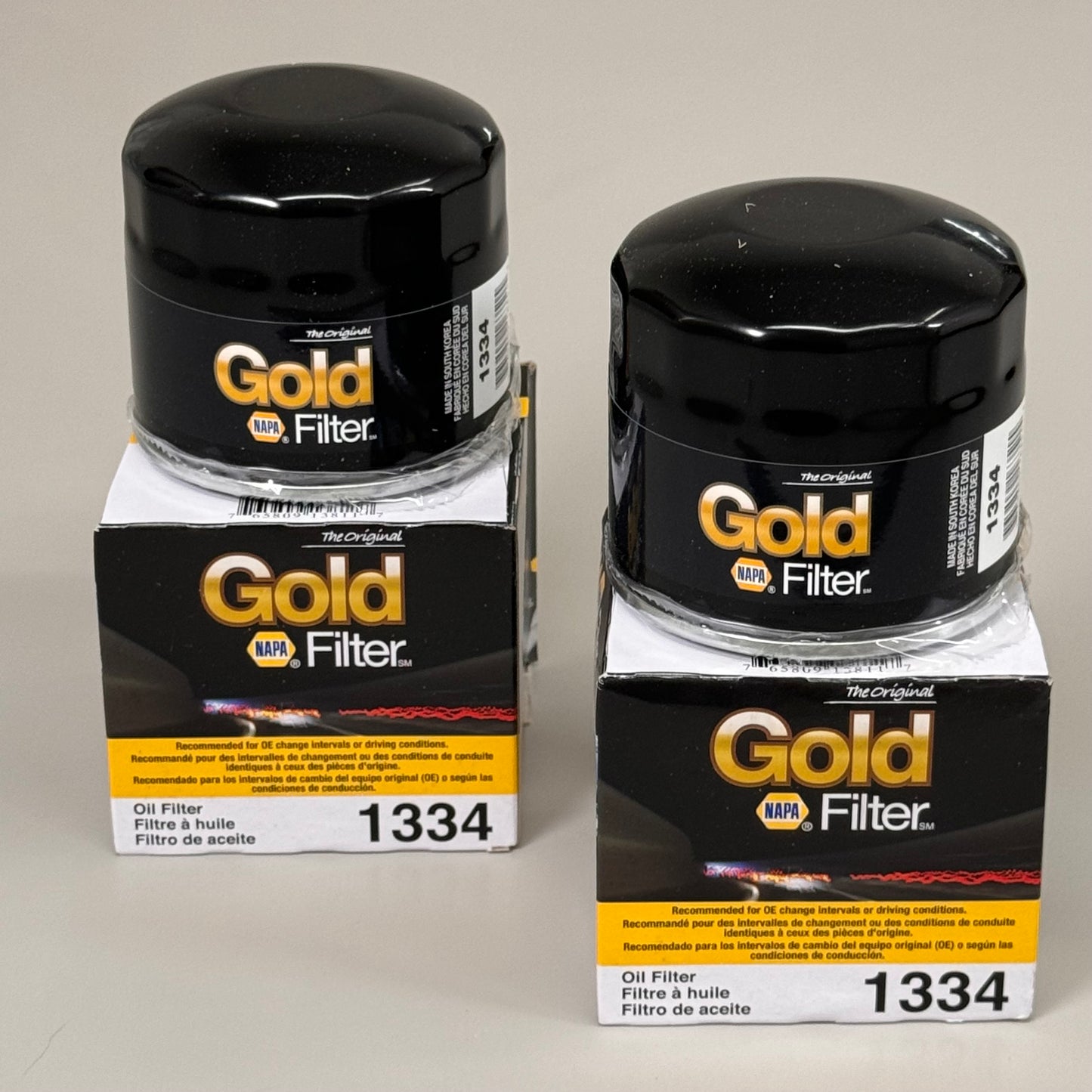 NAPA(2 PACK) The Original Gold Oil Filter Nitrile Gasket Material 21 Micron 1334