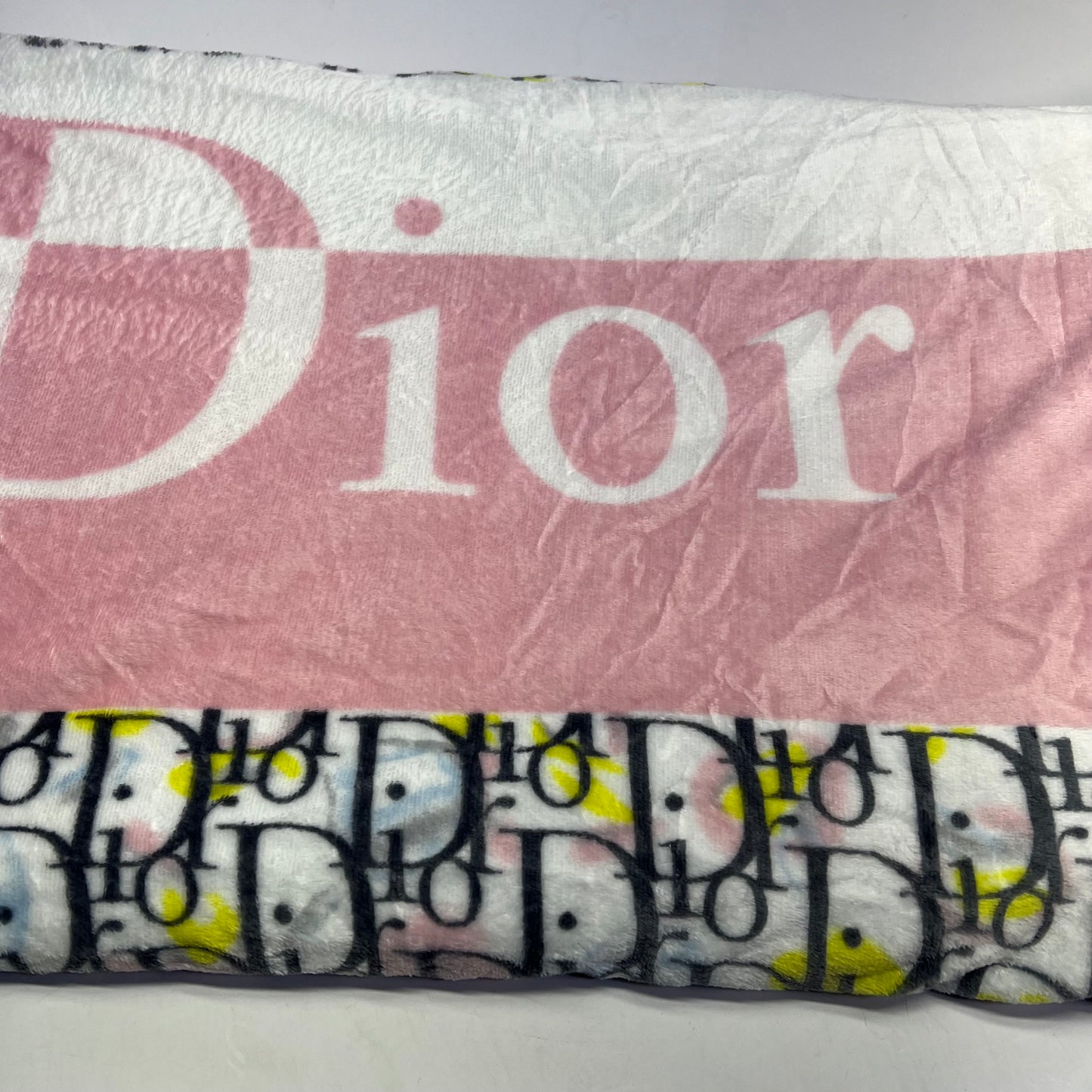 ZA@ LOVE HOME 100% Polyester Dior Logo Pattern Soft Blanket (NOT AUTHENTIC DIOR) Queen Sz Throw Pastels
