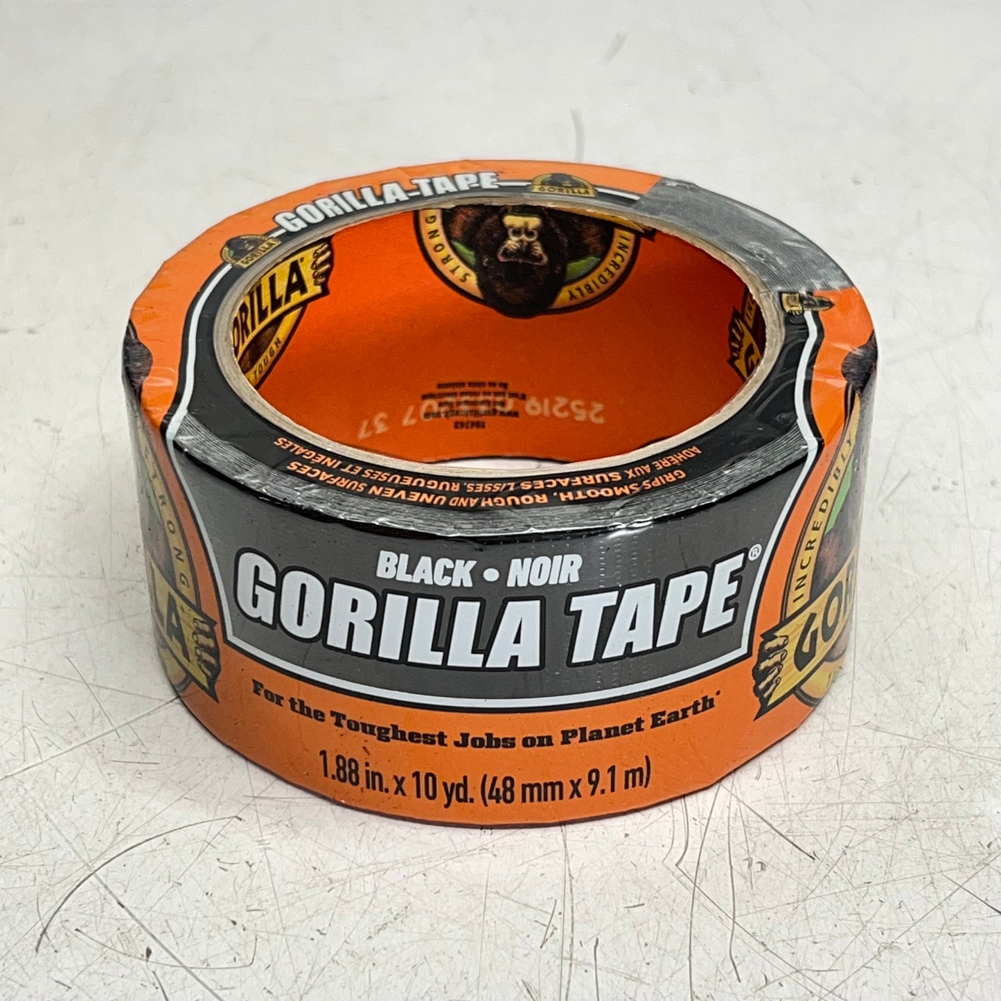 ZA@ GORILLA TAPE (6 PACK) Duct Tape Double Thick Adhesive 1.88" x 10 Yd Black 105462 (Distressed)