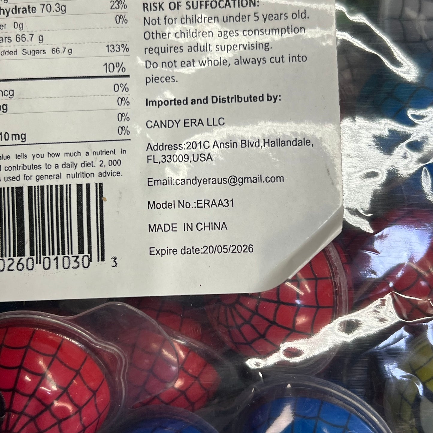 DEER DADA (5 LBS BAG) Individually Wrapped Spiderman Gummy Candy's BB 05/26