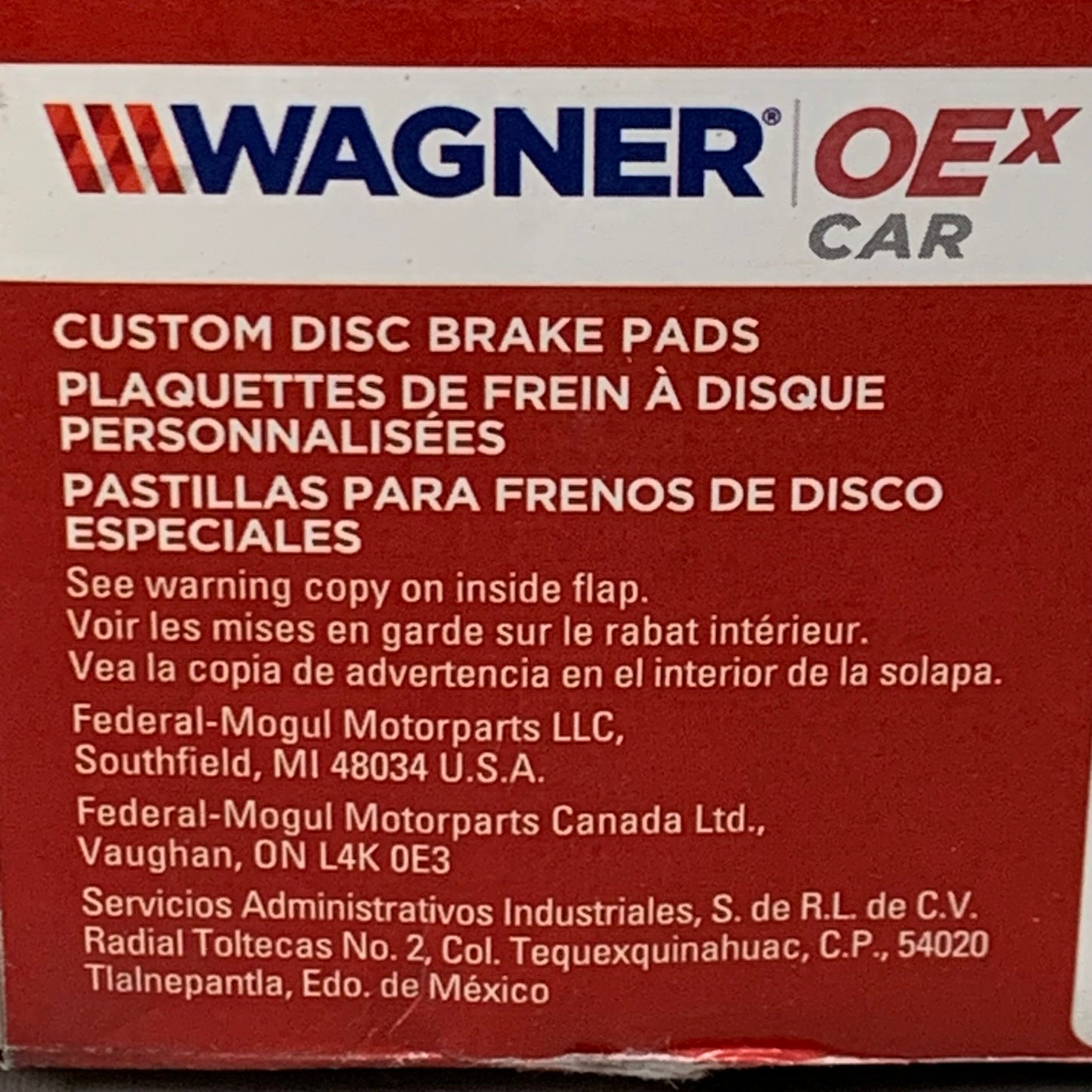 WAGNER OEx Premium Ceramic Disc Brake Pad Set 3 1/2" x 2" Grey OEX1017