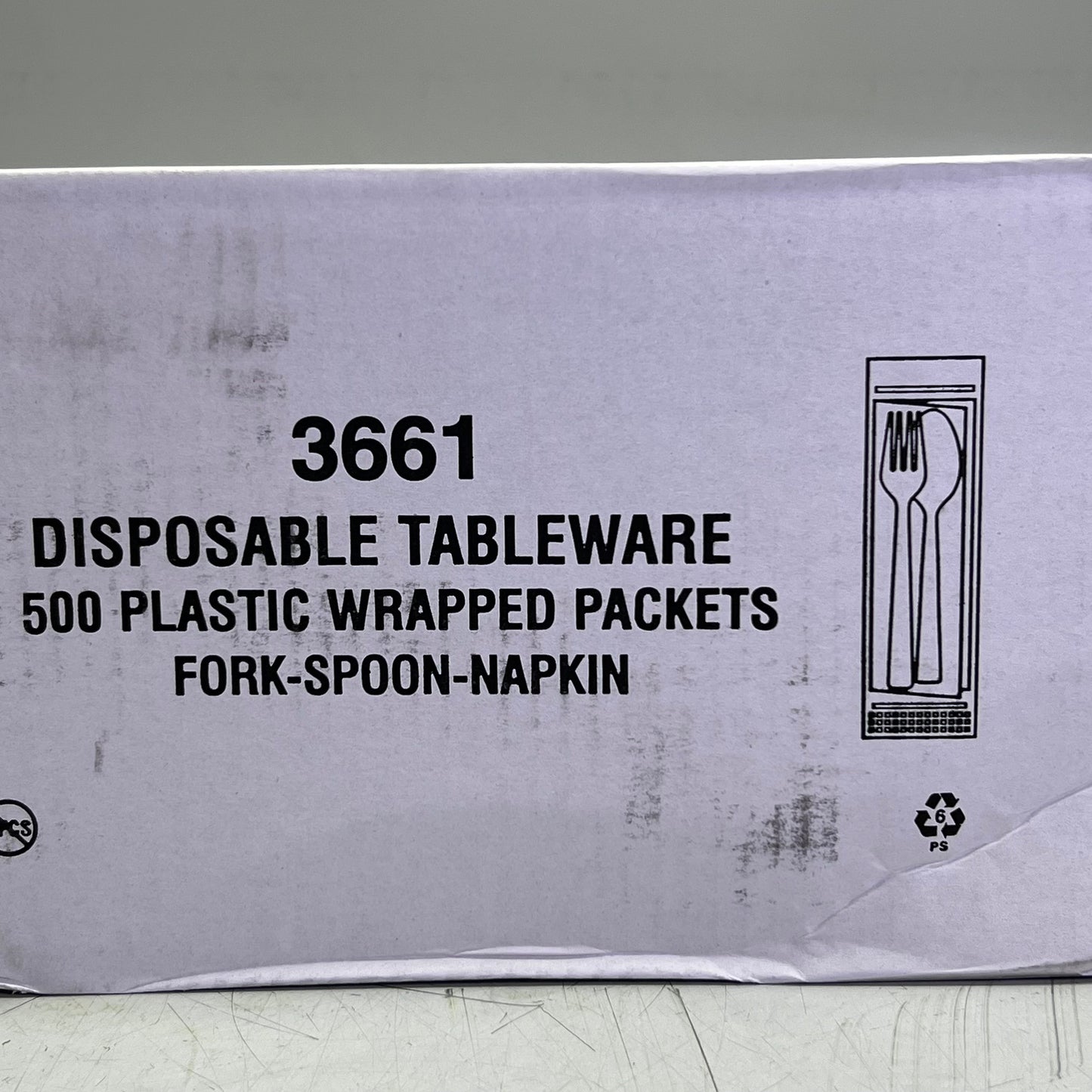 ZA@ YRFOODS (500 PACK) Plastic Cutlery, Fork-Spoon-Napkin 3661 (New Other, Distressed Box) A