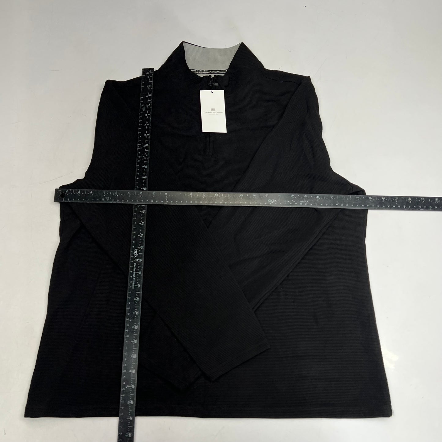 THOMAS STERLING Half Zip Soft Waffle Knit Jacket Men's Sz XL Black 110034747