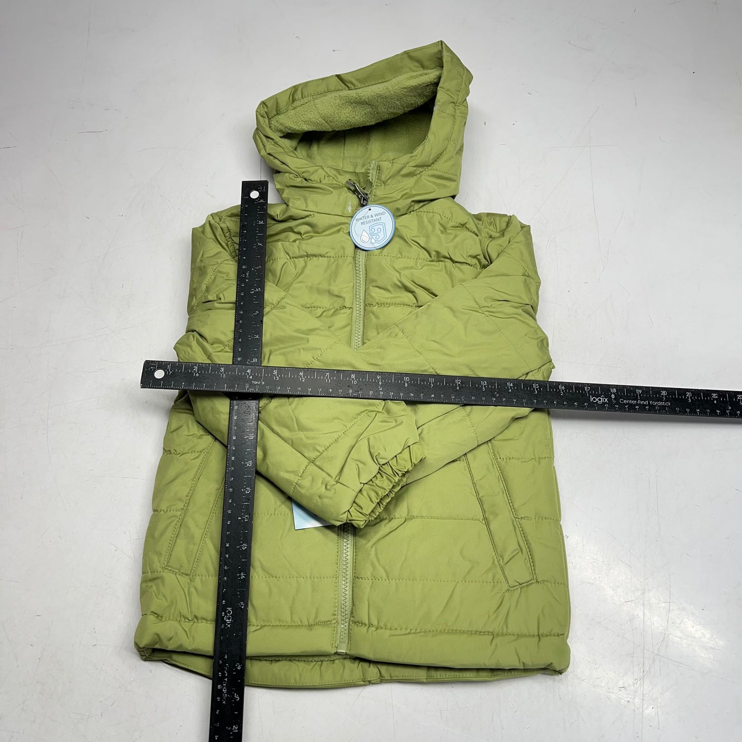WHALES TAIL Fleece Lined Hooded Full Zip Up Winter Coat  Boy's Sz 6 Forest Green