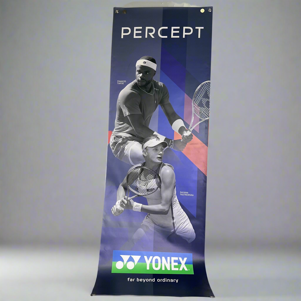YONEX Hangable Percept Long Vinyl Banner Tiafoe & Yastremska 24"w x 6'