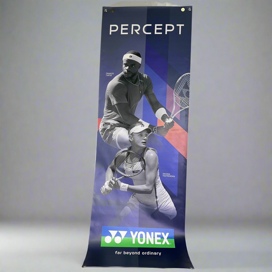 YONEX Hangable Percept Long Vinyl Banner Tiafoe & Yastremska 24"w x 6'