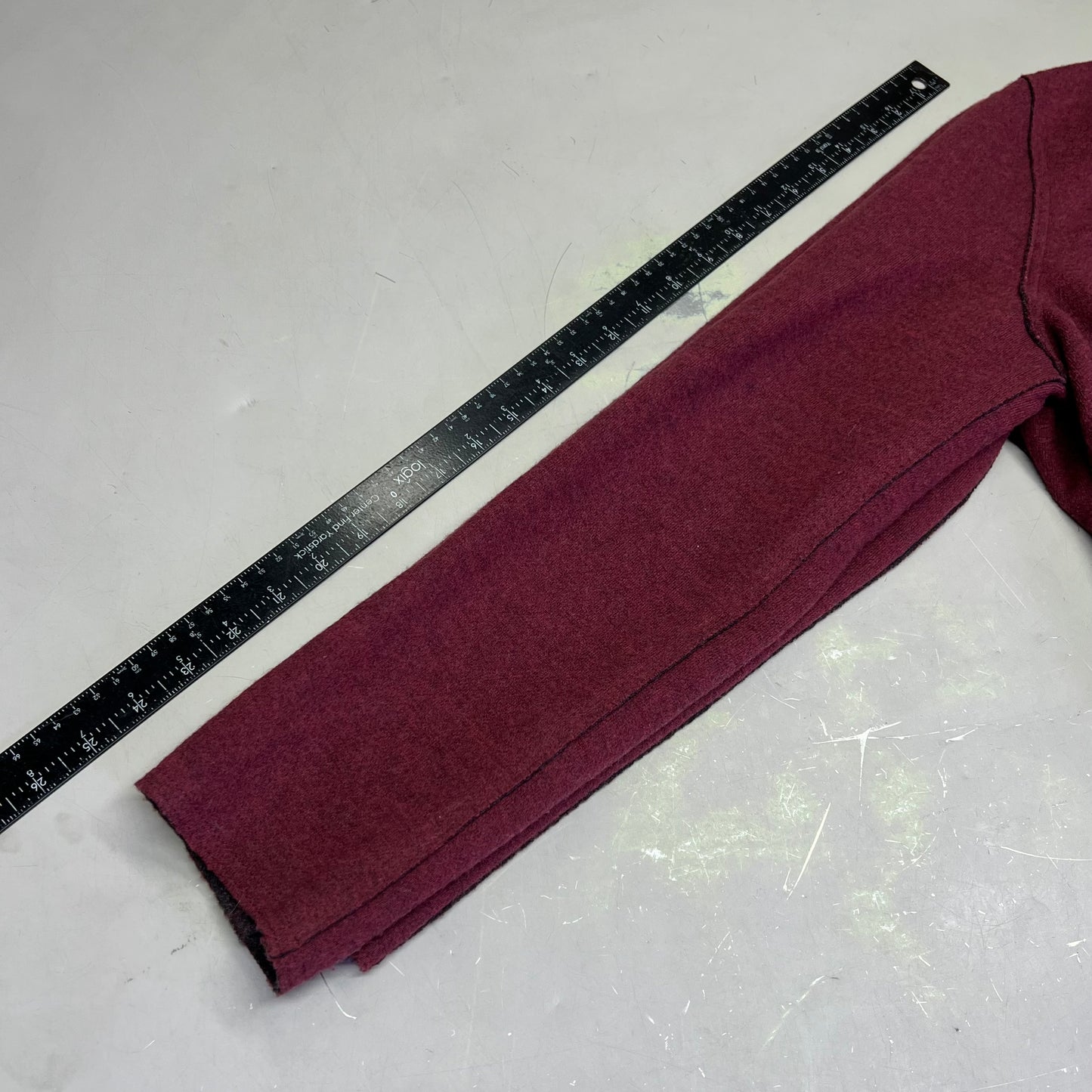 EILEEN FISHER Long Scoop Cut Bottom Cardigan 96% Merino Wool Women's Sz M Wine