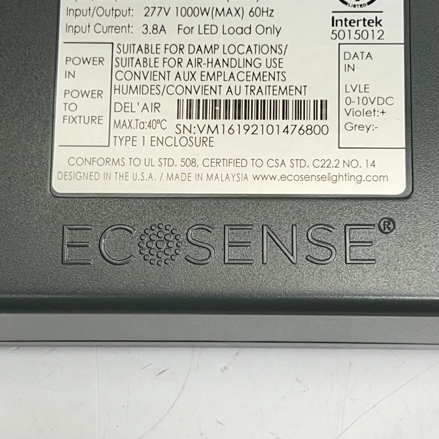 ECOSENSE Led Linear Dimming Control Module 0-10v Grey LDCM-PL-120-277-010V-GR