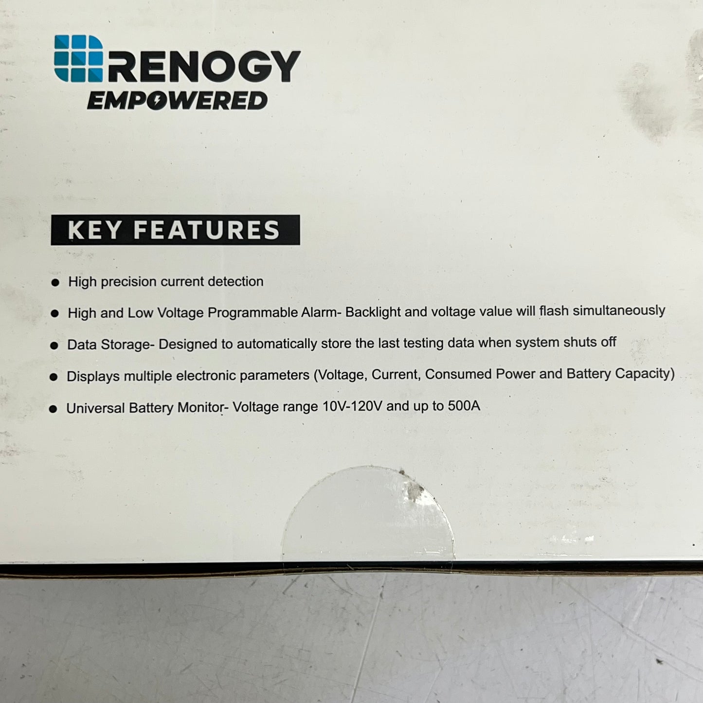 RENOGY Battery Monitor W/ Shunt 500A 120V Black RBM500-G3-US