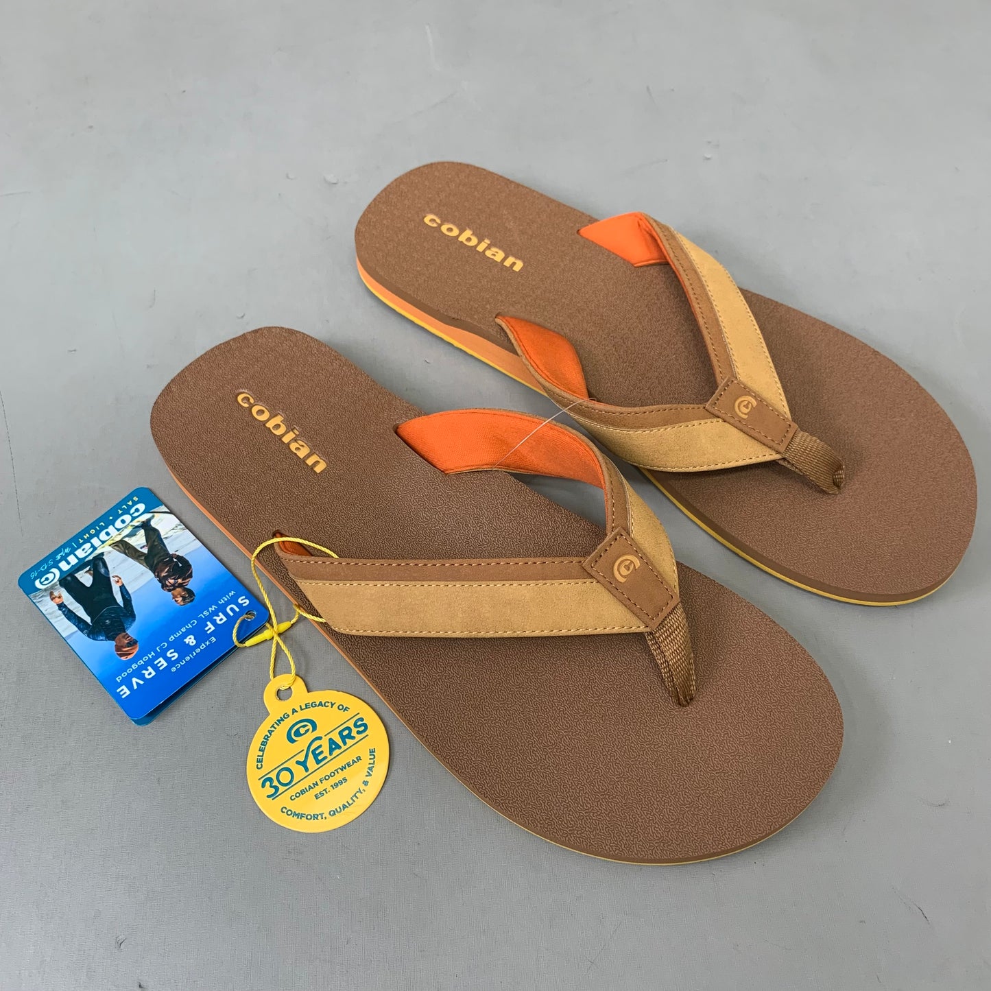 COBIAN Foamie Full Arch Support Sandals Men's Sz 12, 45 EuBrown FAO25-200-12