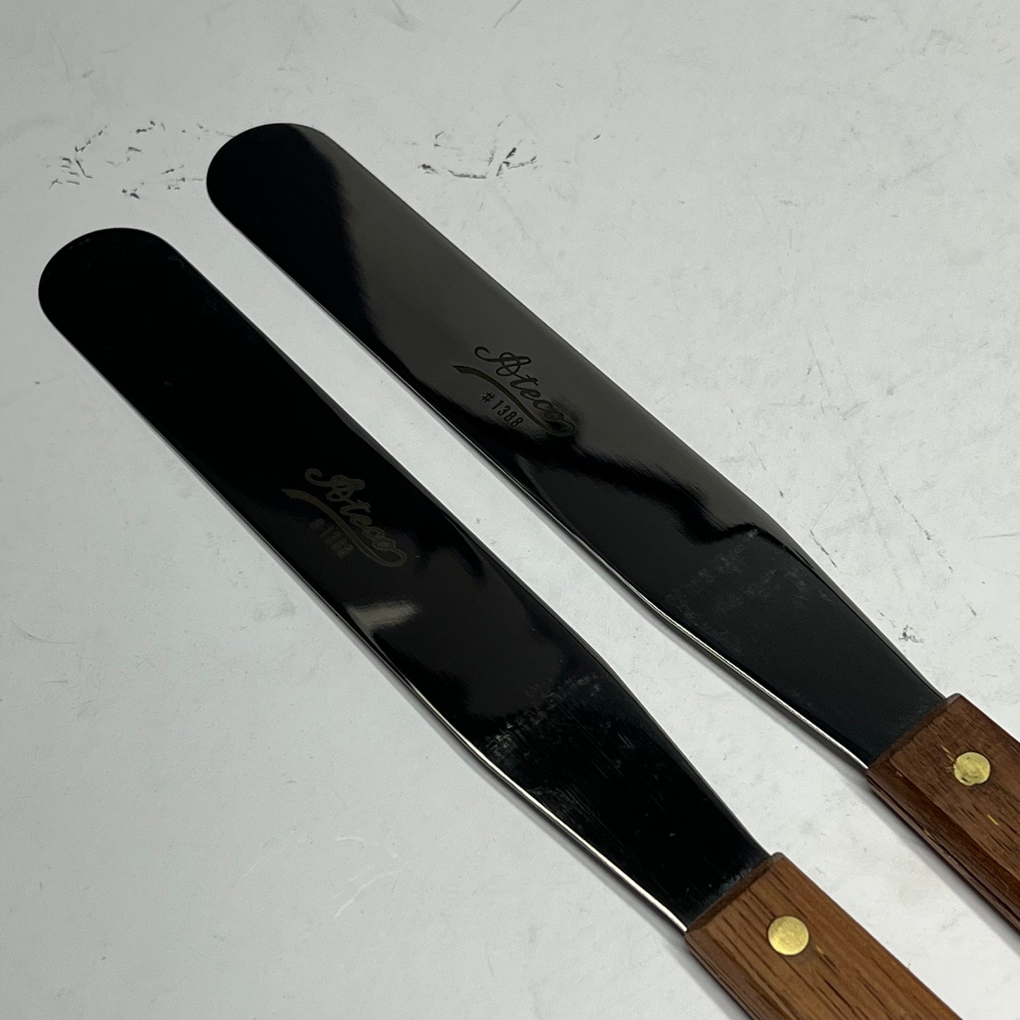 ATECO (2 PACK) Straight Spatula Wood Handle 8" Blade Brown/Stainless Steel 1388