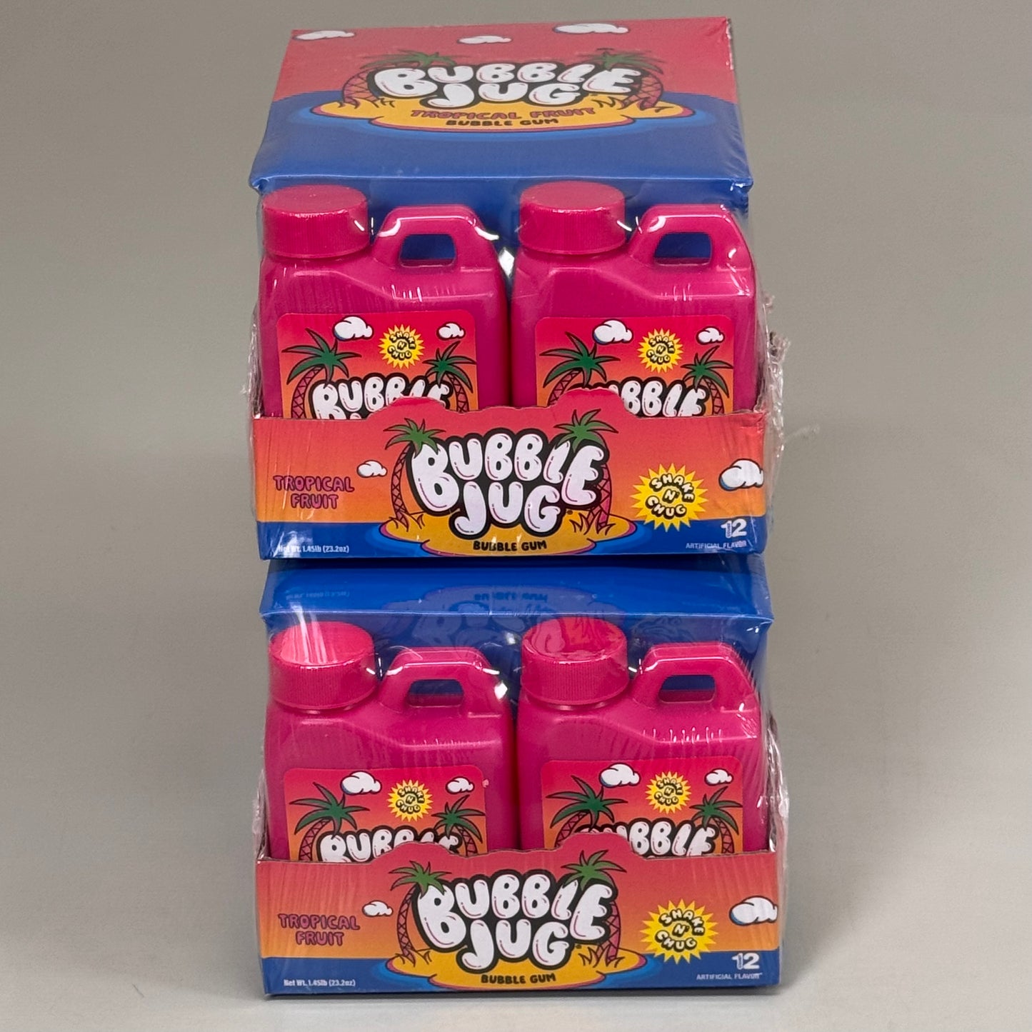 ICONIC CANDY (24 PACK) Bubble Jug Tropical Fruit Gum Shake & Chug 1.9o
