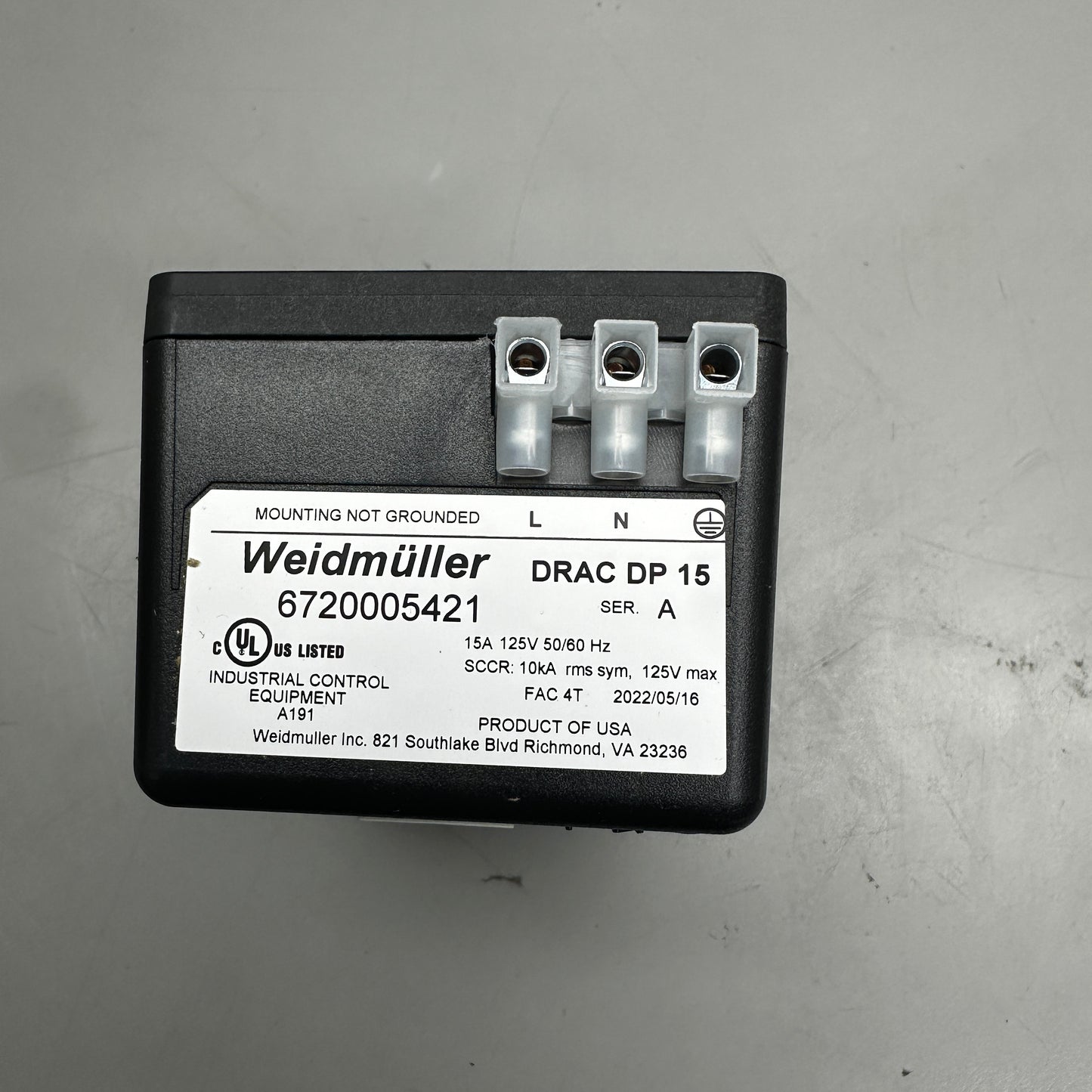 WEIDMULLER Power Entry Connector 20 Plastic 125V Industrial Electrical AC Power