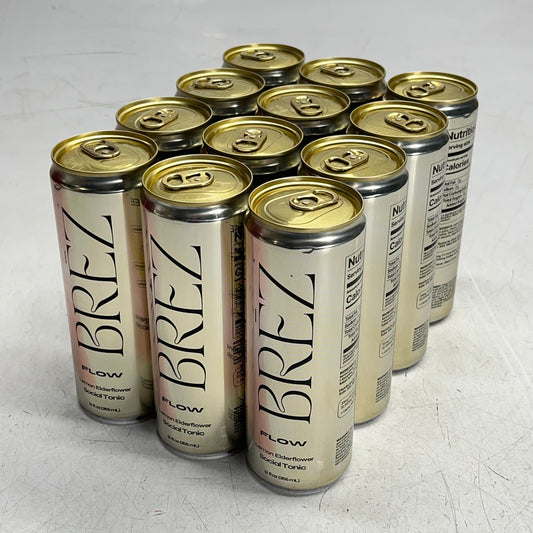 BREZ (12 PACK) Flow Lemon Elderberry Social Tonic W/ Mushrooms 12 Fl Oz BB 10/26