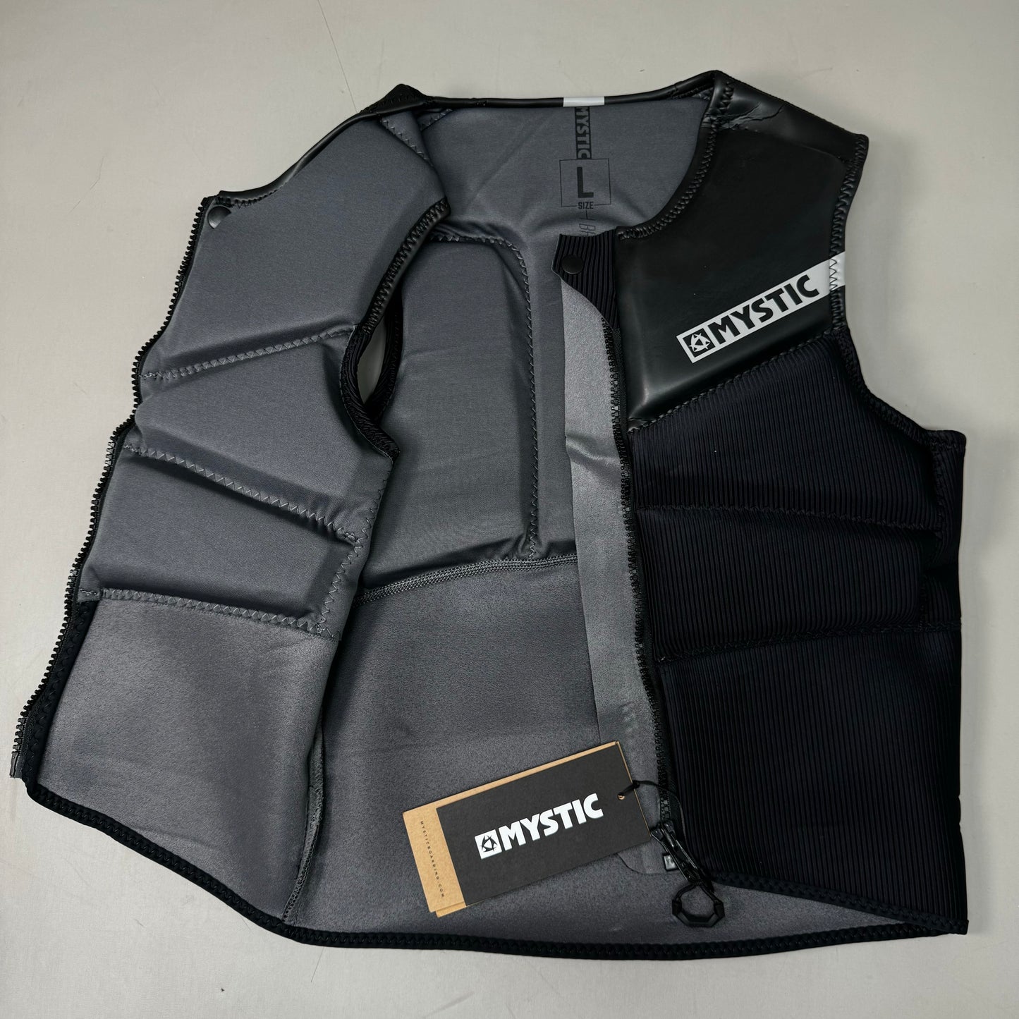 MYSTIC Block Impact Vest YKK Front-Zip & Clash Foam Sz L Black 35005.200107