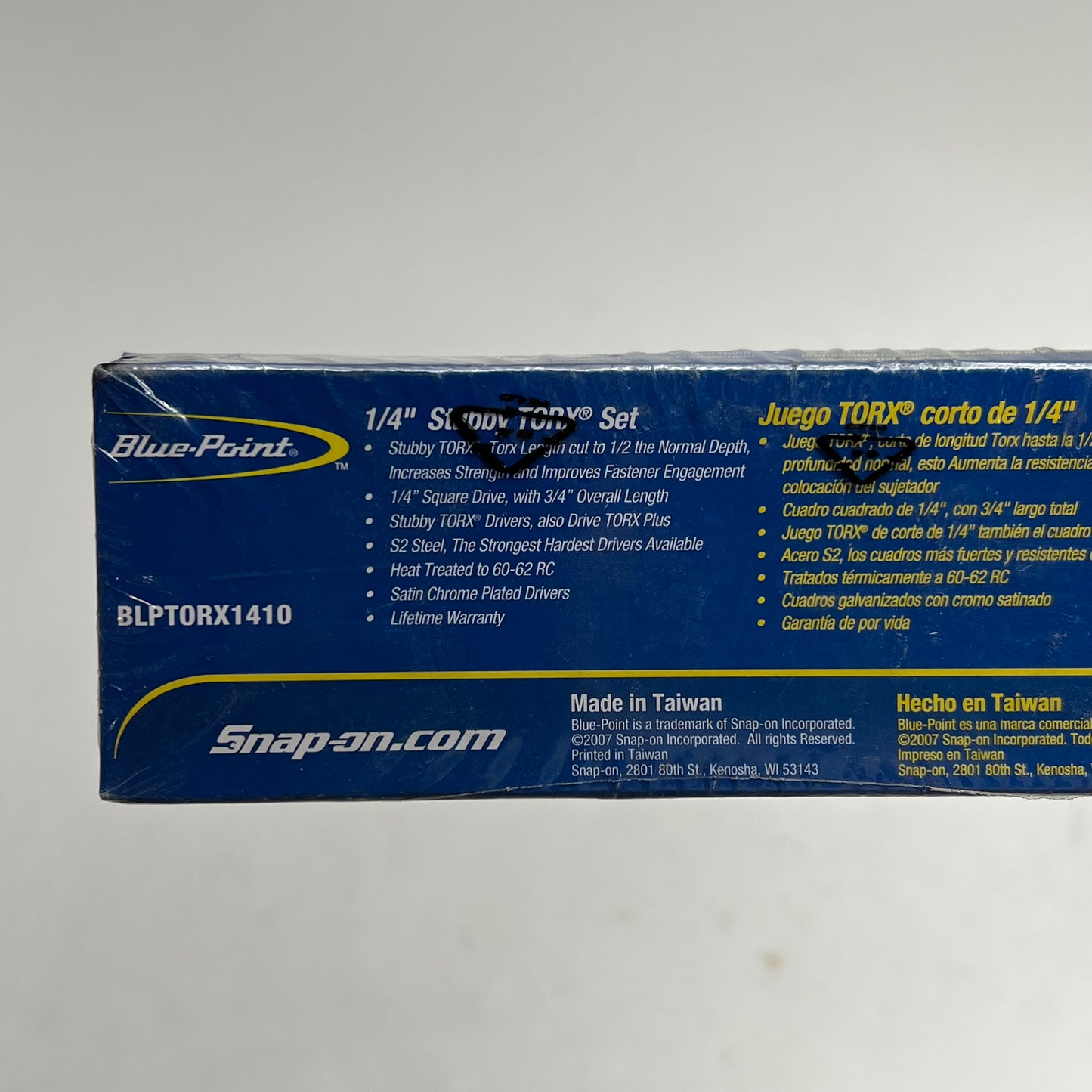 SNAP ON Blue Point Torx Stubby Bit Socket Set  10 Piece 1/4" Drive BLPTORX1410