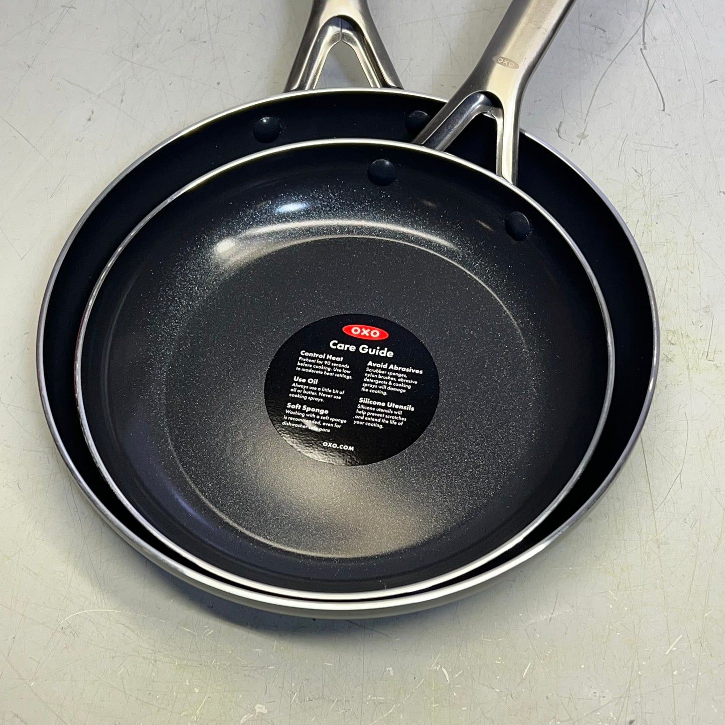 OXO (SET OF 2) Agility Series Ceramic Non-Stick Frying Pans 9.5" & 11" Black