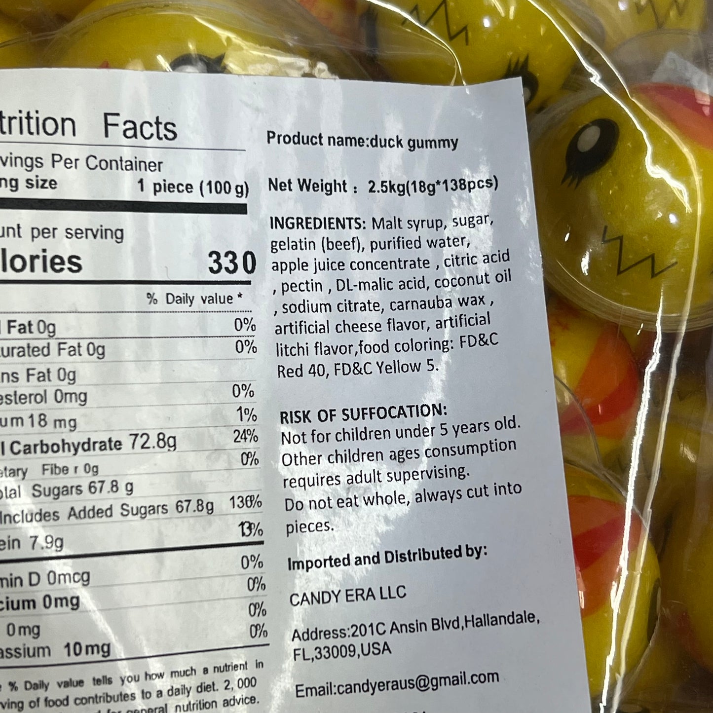 DEER DADA (5 LBS BAG) Individually Wrapped Gummy Filled Duck Candy's BB 05/26