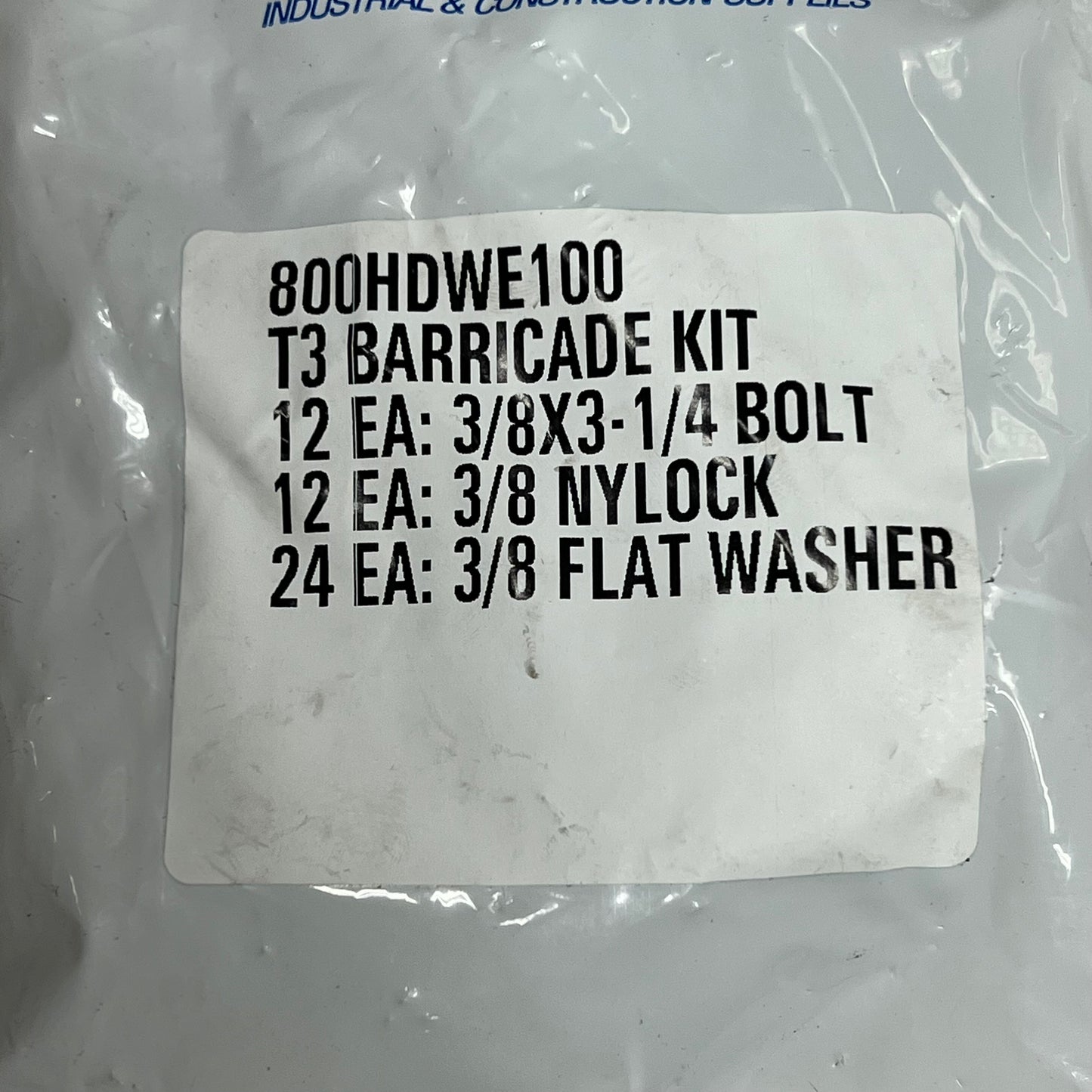 ZA@ FASTENAL (20 PACK, 12 EACH) Barricade Kit Bolts Washers Nylocks Chrome