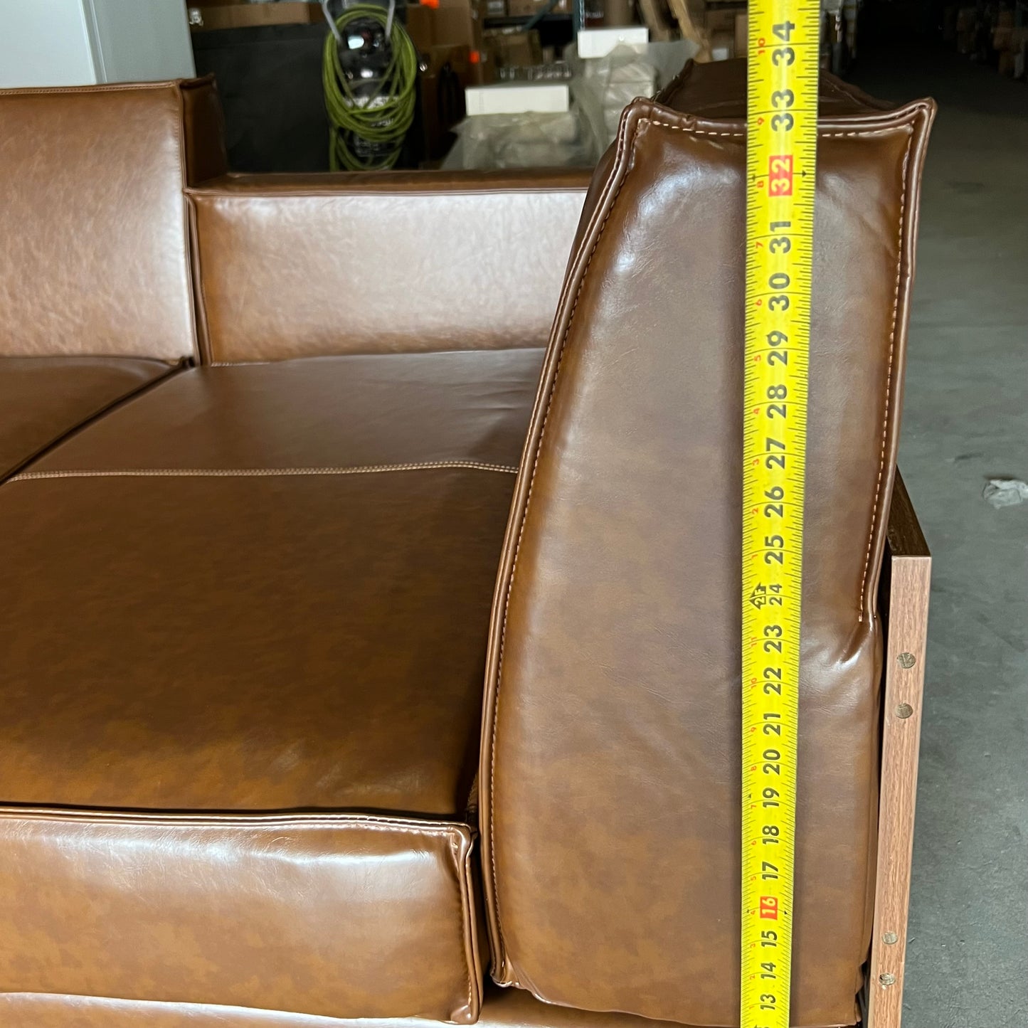 Leather Sectional Sofa 92"L x 55"W x 33"H Brown (New Other)