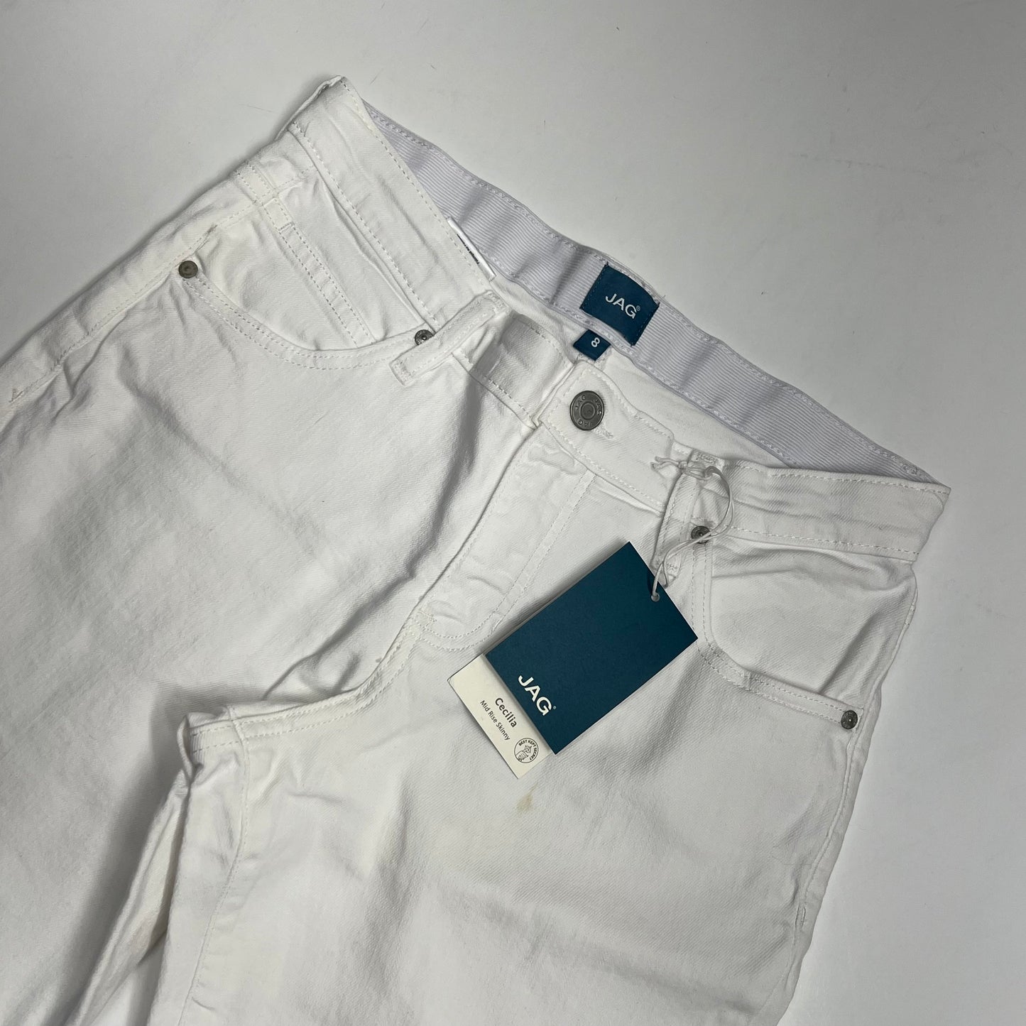 ZA@ JAG Cecila Skinny Jeans Flattering Mid Rise Women's Sz 8/29  White J2865CBD618 (As-is, Small Stain)