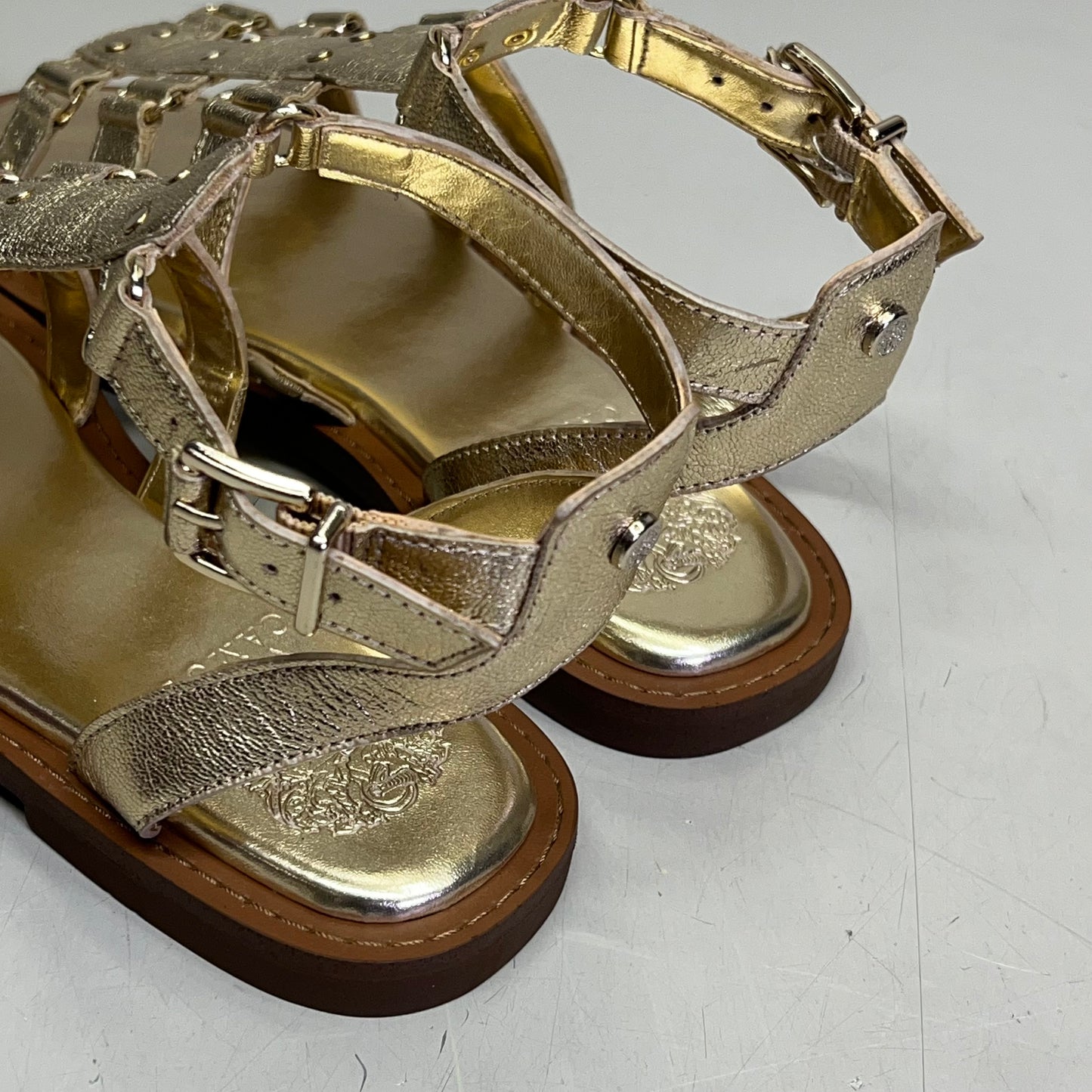 VINCE CAMUTO Leather Studded Gladiator Sandals Women's Sz 9M Egyptian Gold
