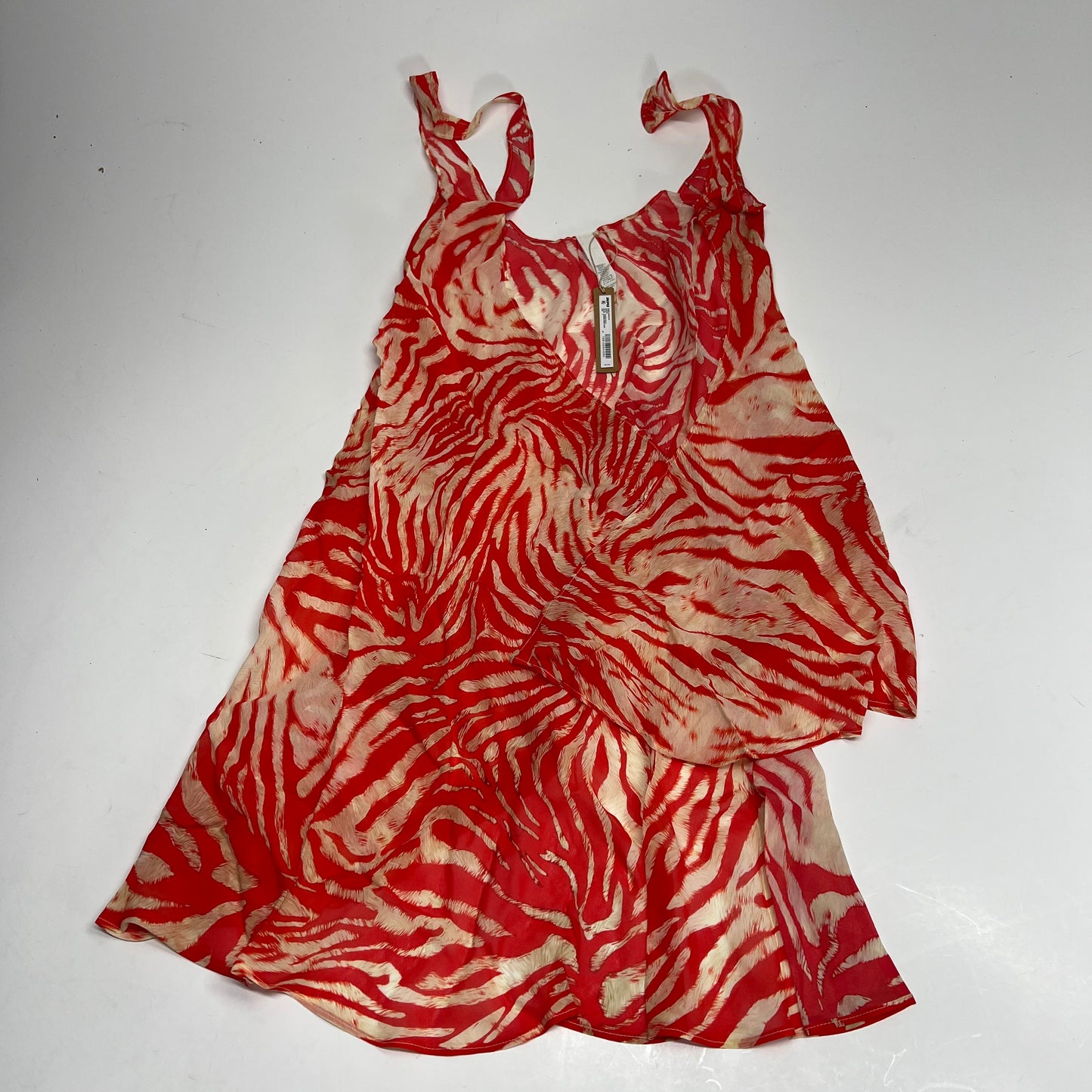 SKIMS Sheer Open Front Sarong Women's Sz S Carmine Zebra Print CU-ONE-10711W