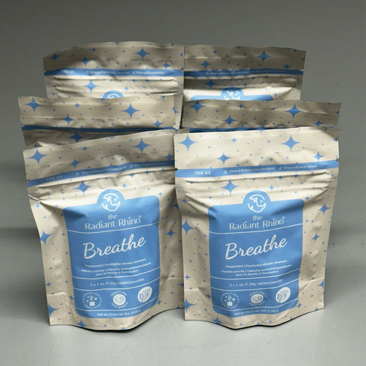 ZA@ THE RADIANT RHINO (6 PACK) Breathe Peppermint Eucalyptus Shower Steamers 2 Tablets Each A