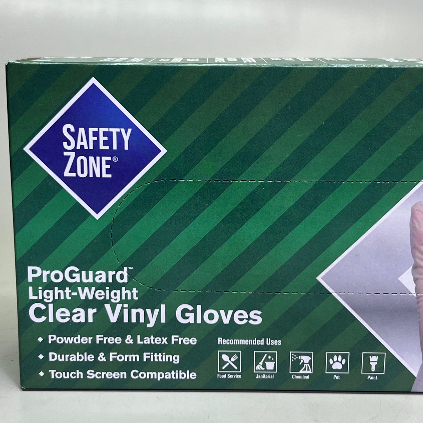 ZA@ SAFETY ZONE (2 PACK of 100 Gloves) Clear Vinyl Gloves Sz M GVP9-MD-HH (AS-IS, Distressed Box) E
