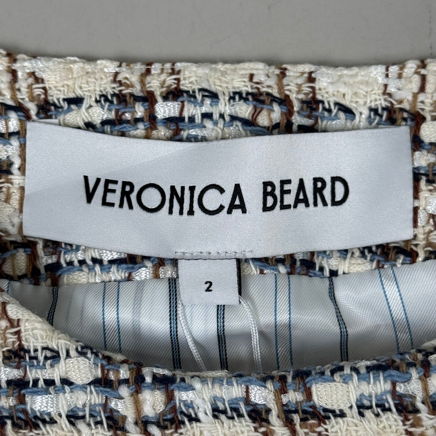 VERONICA BEARD Bentley Tweed Jacket Sz-2 Ivory/Camel 2406TW6810474