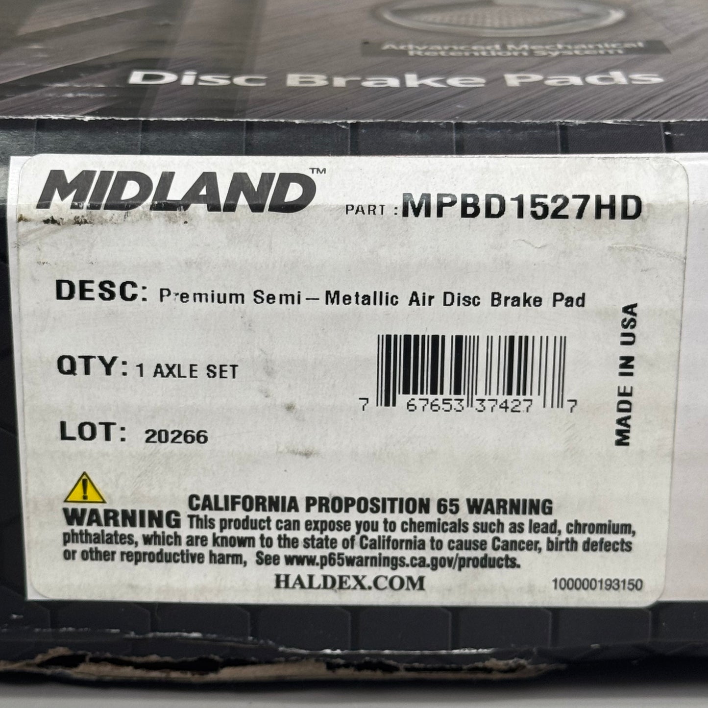 MIDLAND Air Disc Brake Pads Heavy Duty Quiet for Bus & Truck Transit MPBD1527HD