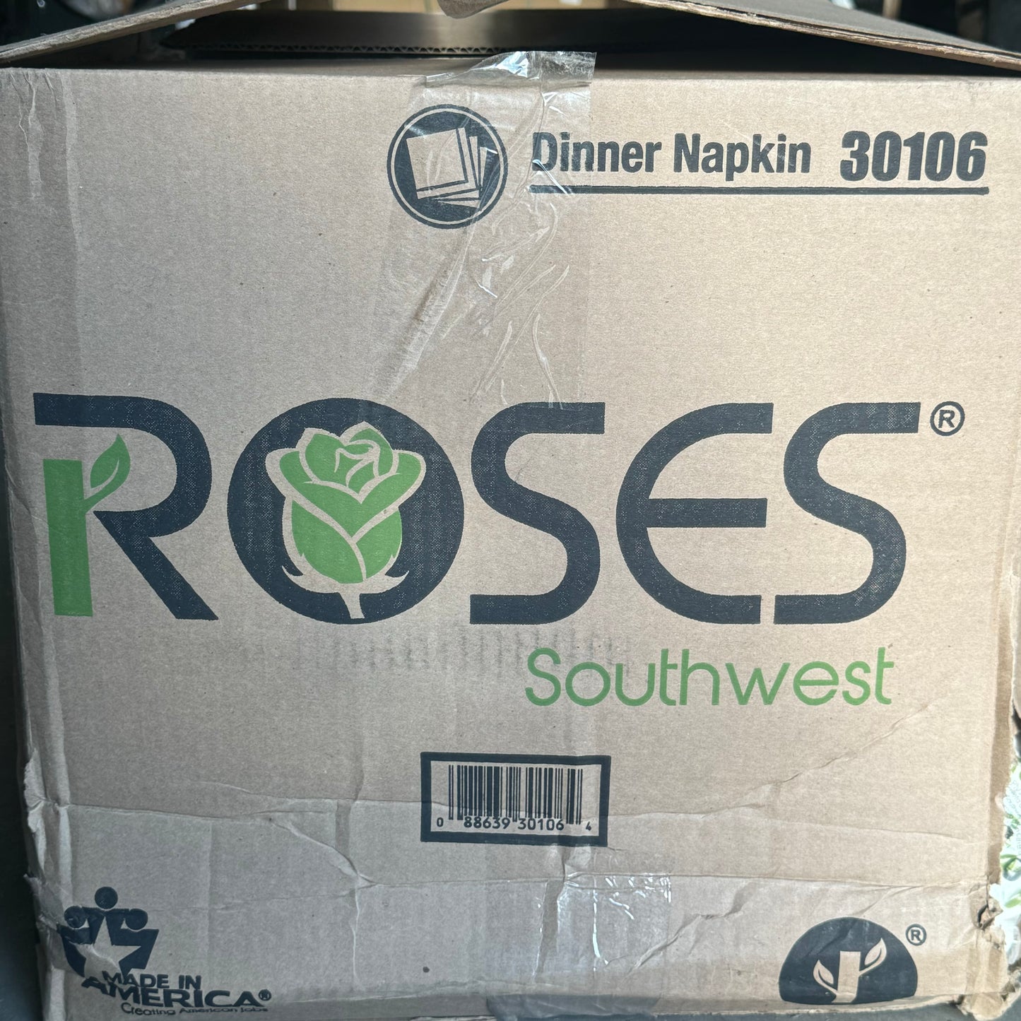 ROSES South West Dinner Napkin (Box of 24) Sz 16 1/2” Lx14 1/2” W White 30106