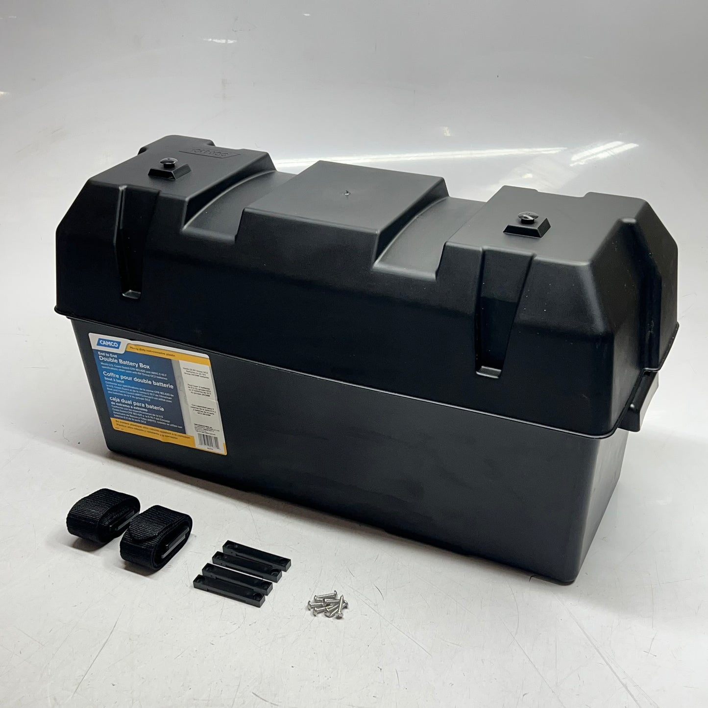 ZA@ CAMCO  End to End Double Battery Box for Automotive, Marine & Rv  23"x9" Black 55374