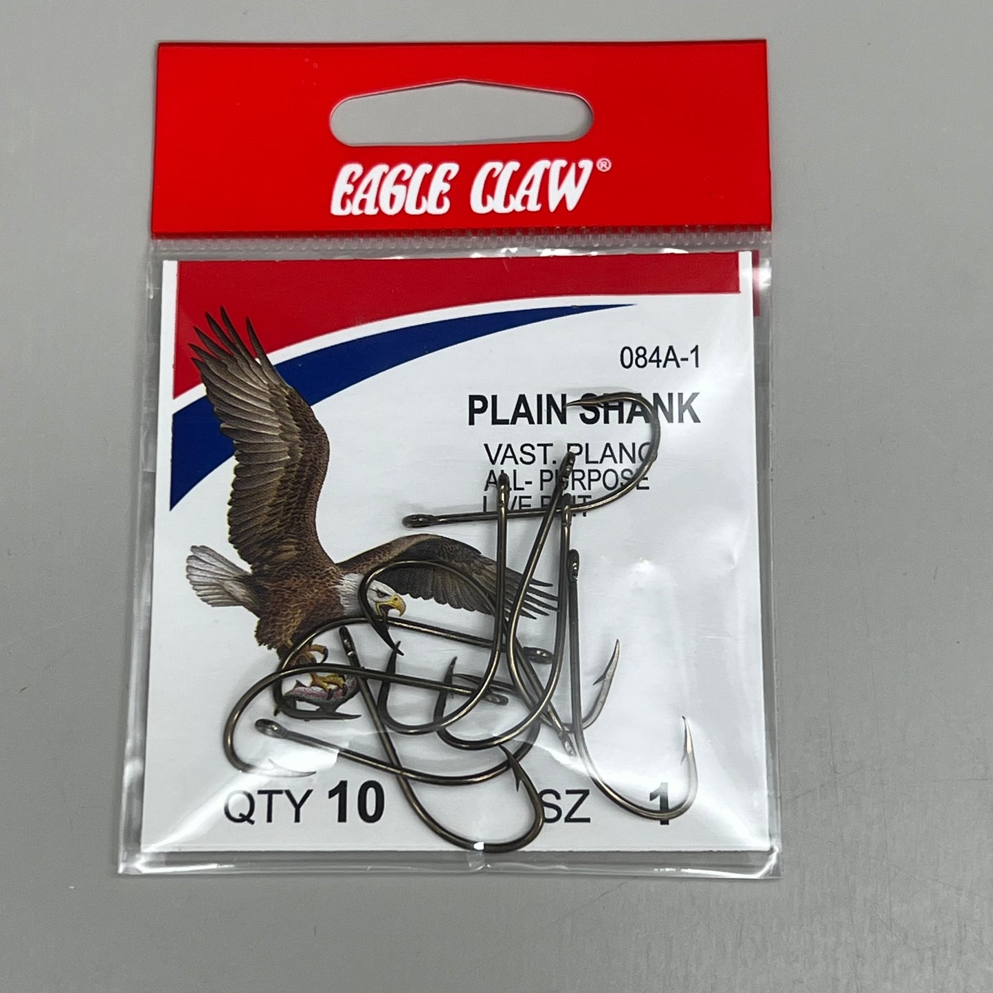 EAGLE CLAW(5 PACK) Freshwater & Saltwater Plain Shank Hook Bronze #1 10pc 084A-1