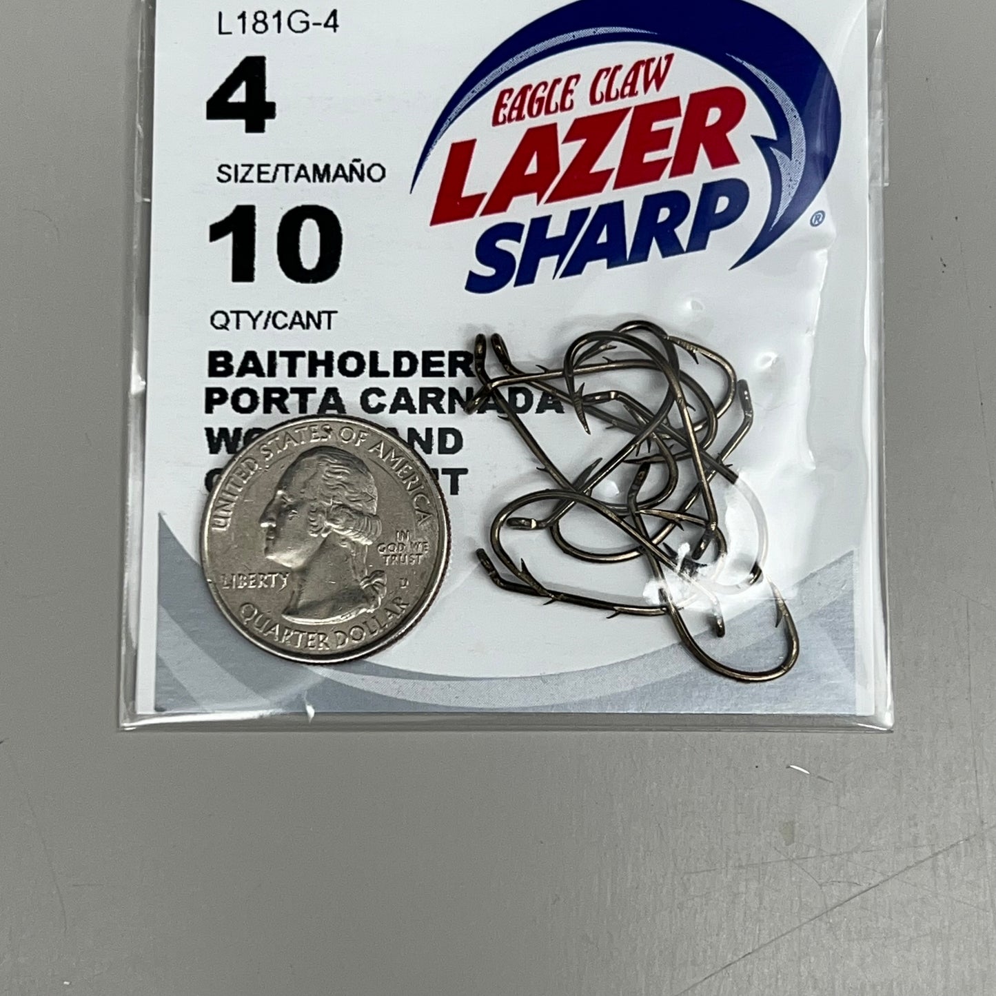 EAGLE CLAW (5 PACK) Sharp Worms & Chunk Baitholder Hook Bronze #4 10pc L181G-4