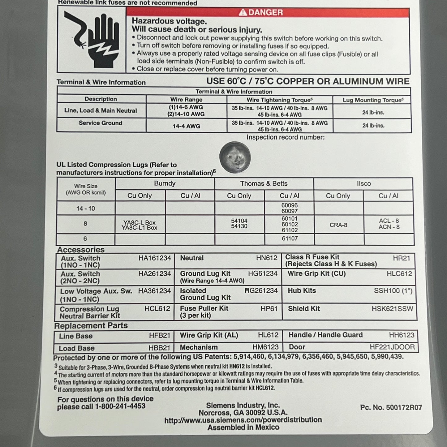 SIEMENS Low Voltage Circuit Protection Heavy Duty Safety Switch 2 Pole HF221J