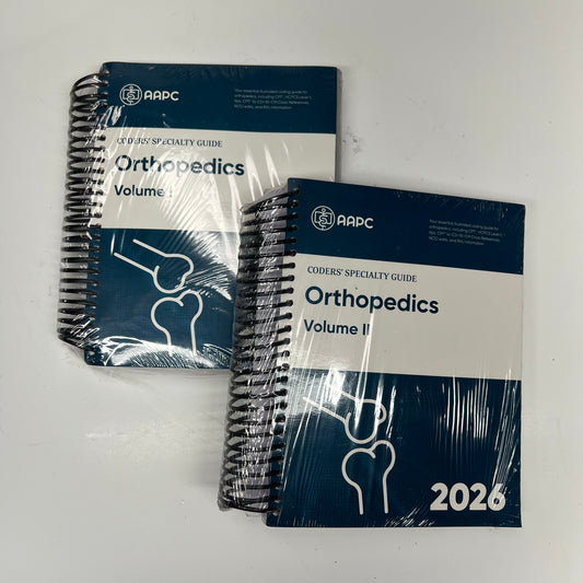 AAPC Coders Specialty Guide 2026 Othopedics Vol 1 & 2 Paper Back Spiral Books