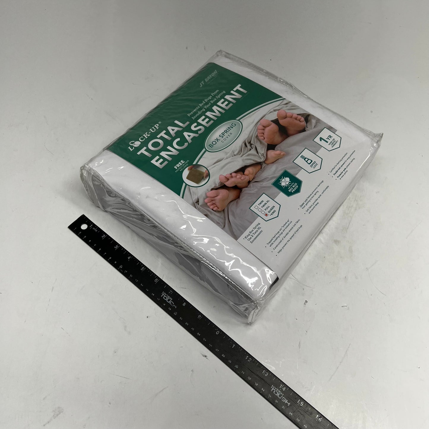 JT EATON Lock Up Box Spring Encasement Prevents Bed Bugs Queen White 80QUBOX