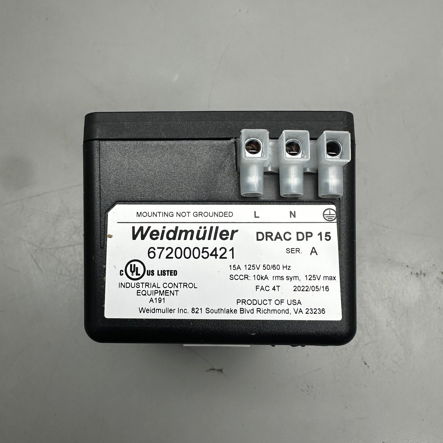 WEIDMULLER Power Entry Connector 20 Plastic 125V Industrial Electrical AC Power