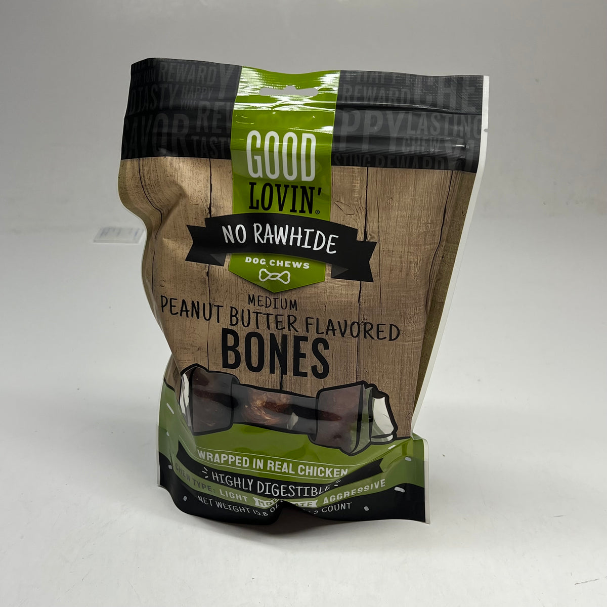 GOOD LOVIN (2 PACK) No Rawhide Medium Peanut Butter Flavor Bones 15.8oz BB 03/28